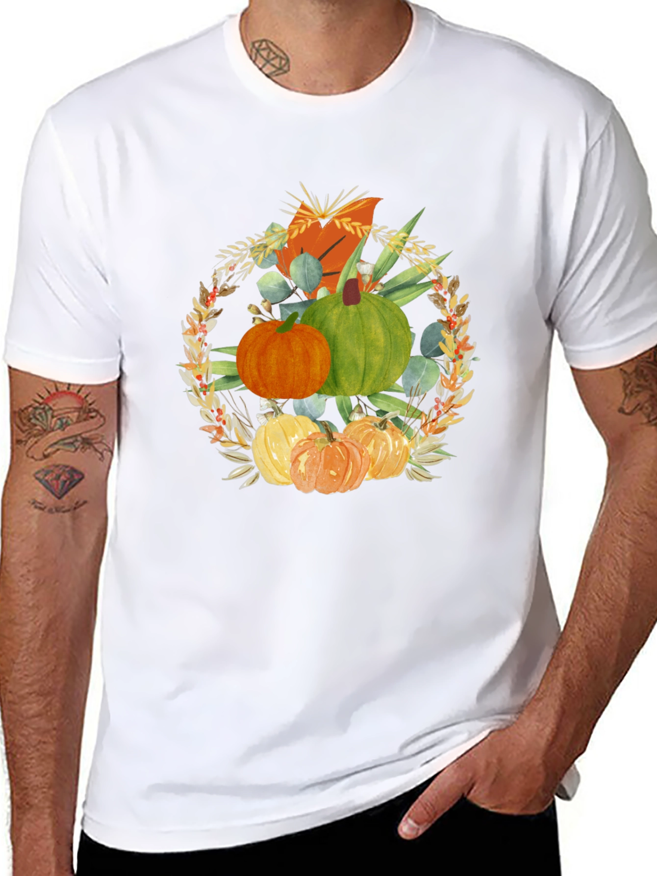 Fall Pumpkin Wreath Graphic T-Shirt