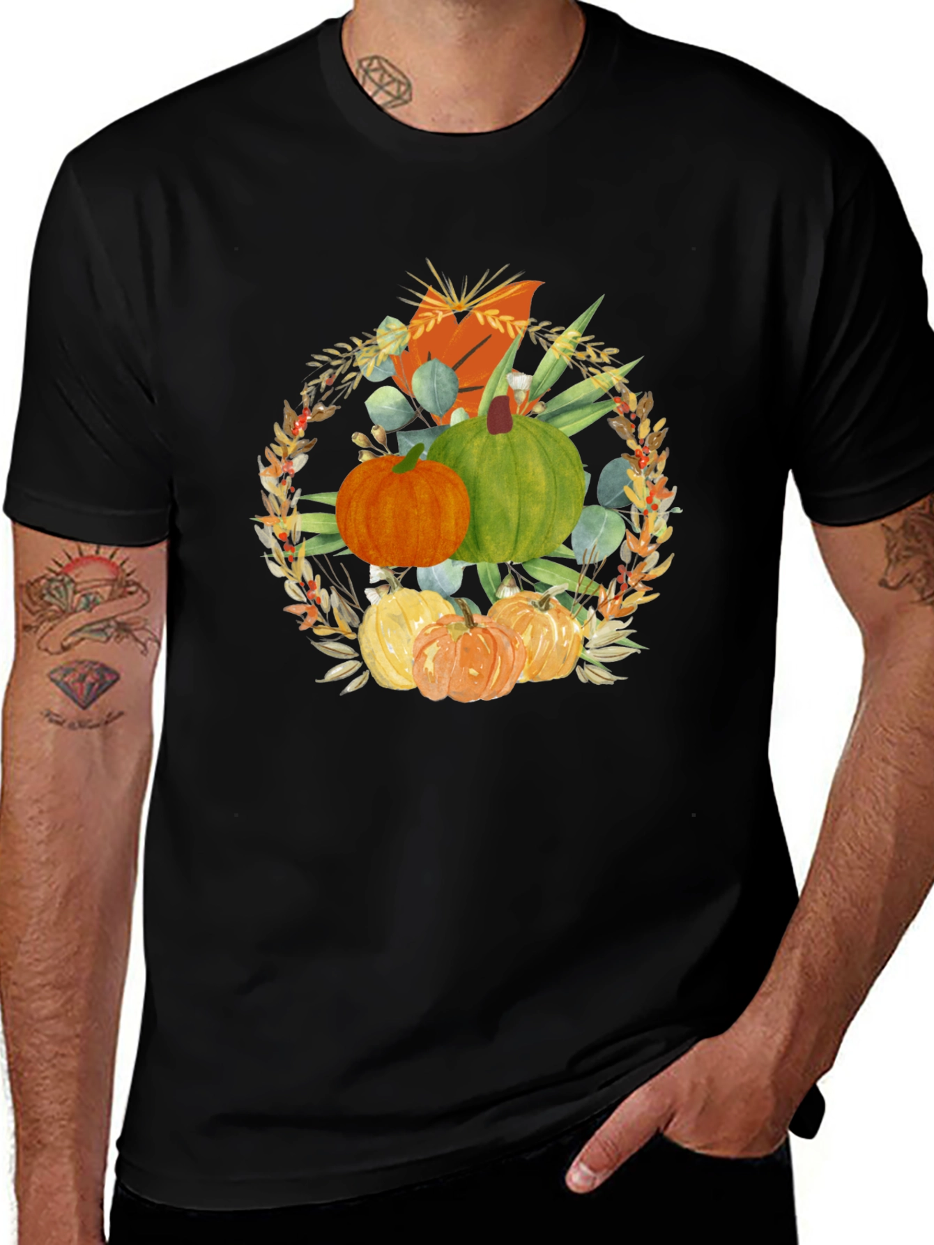 Fall Pumpkin Wreath Graphic T-Shirt