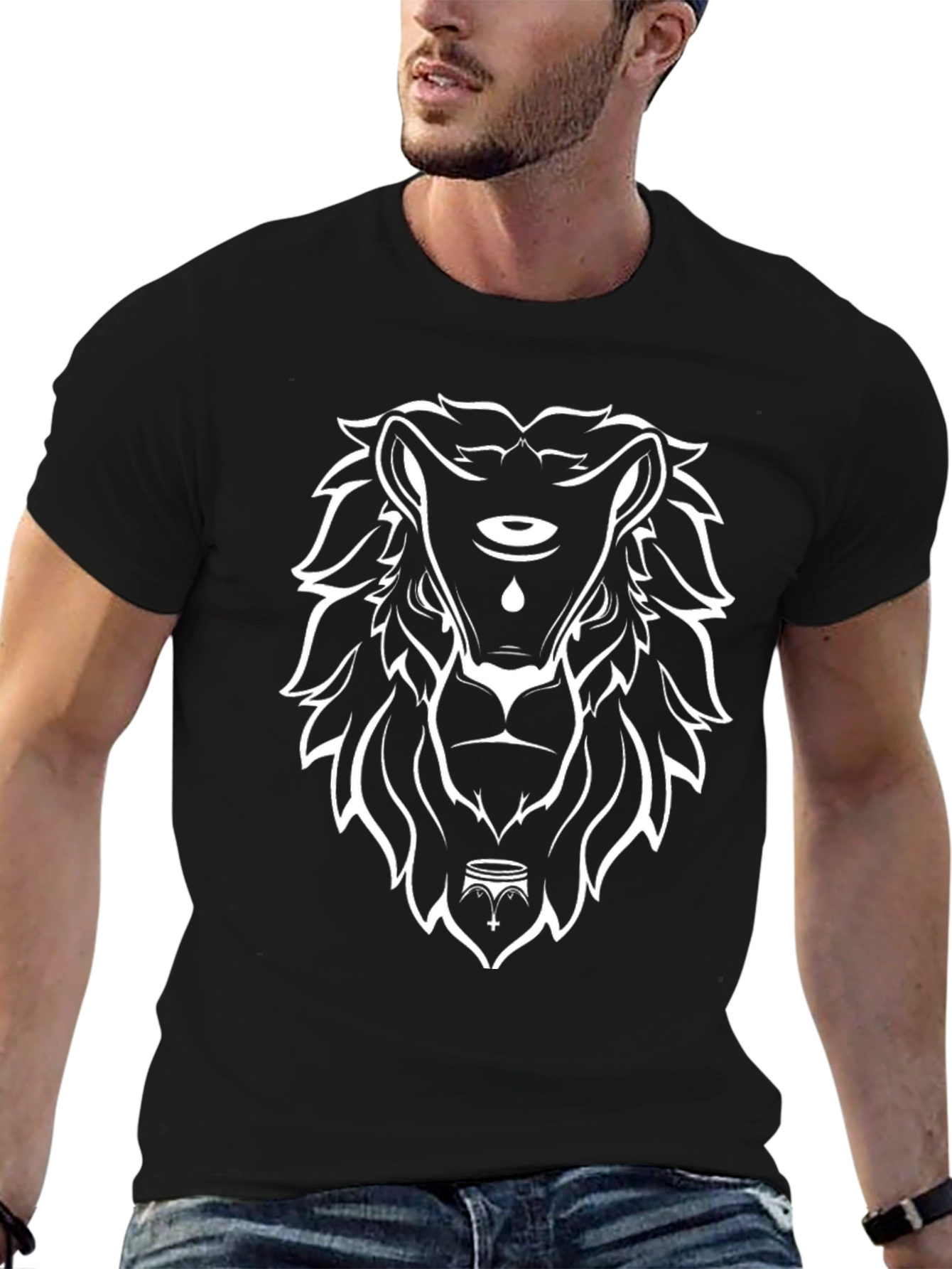 Lion Graphic Print Crew Neck T-Shirt