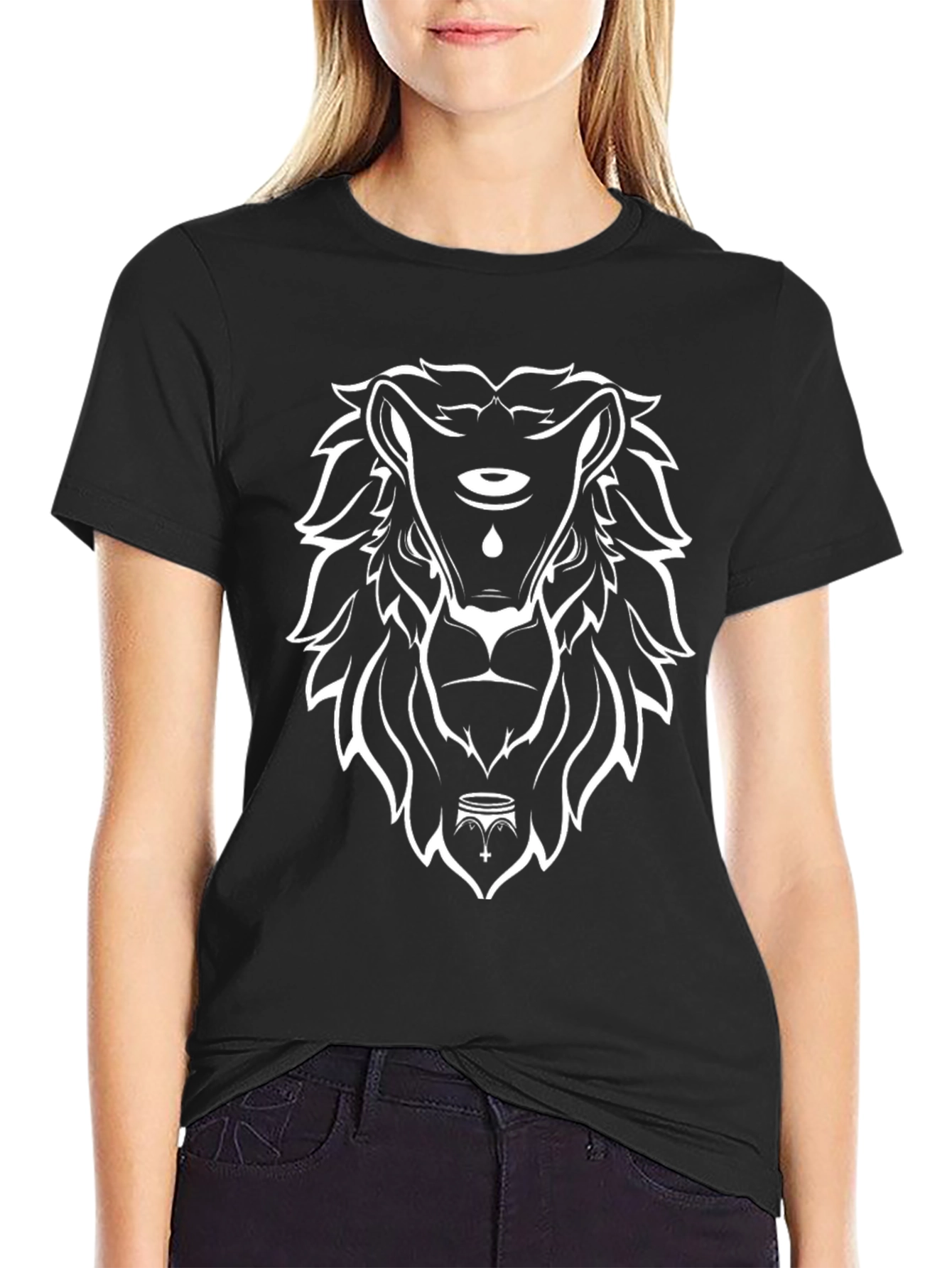 Lion Graphic Print Crew Neck T-Shirt