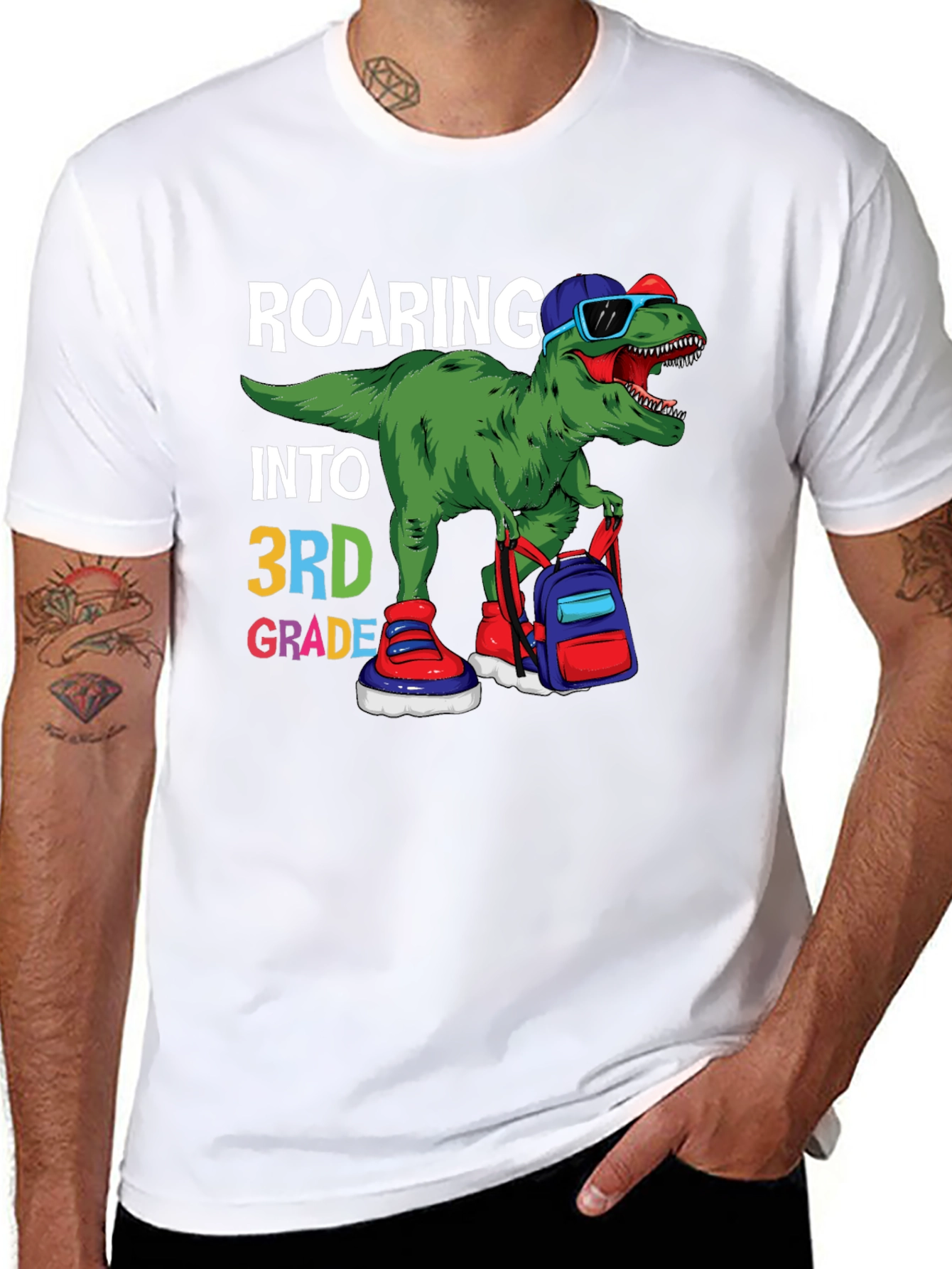 Roaring Into 3rd Grade Dinosaur T-Shirt