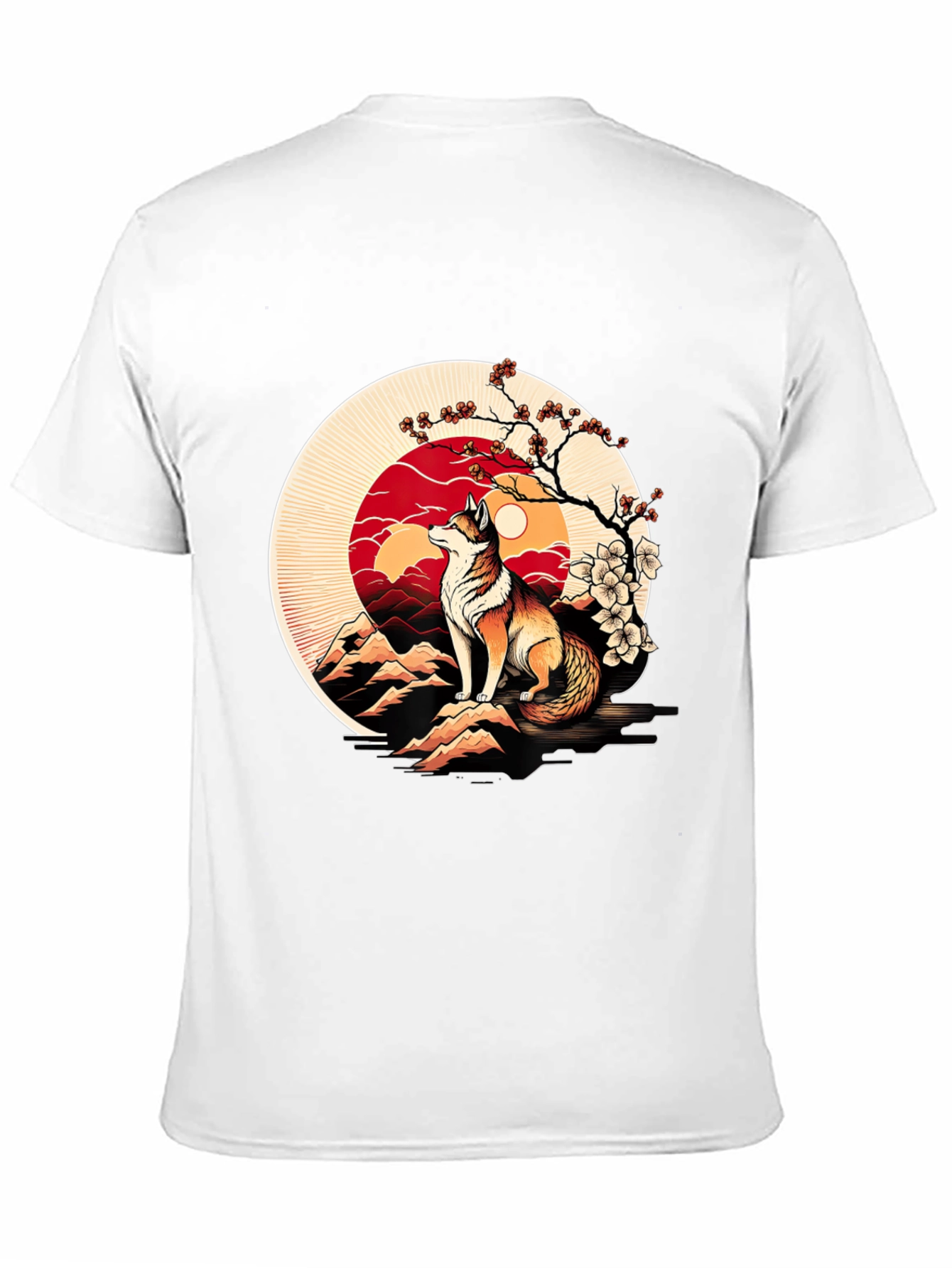 Fox Sunset Graphic Tee - Stylish Mens Black T-Shirt
