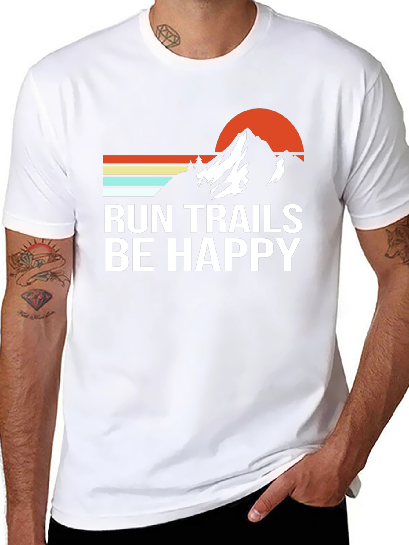 Run Trails Be Happy Mountain T-Shirt