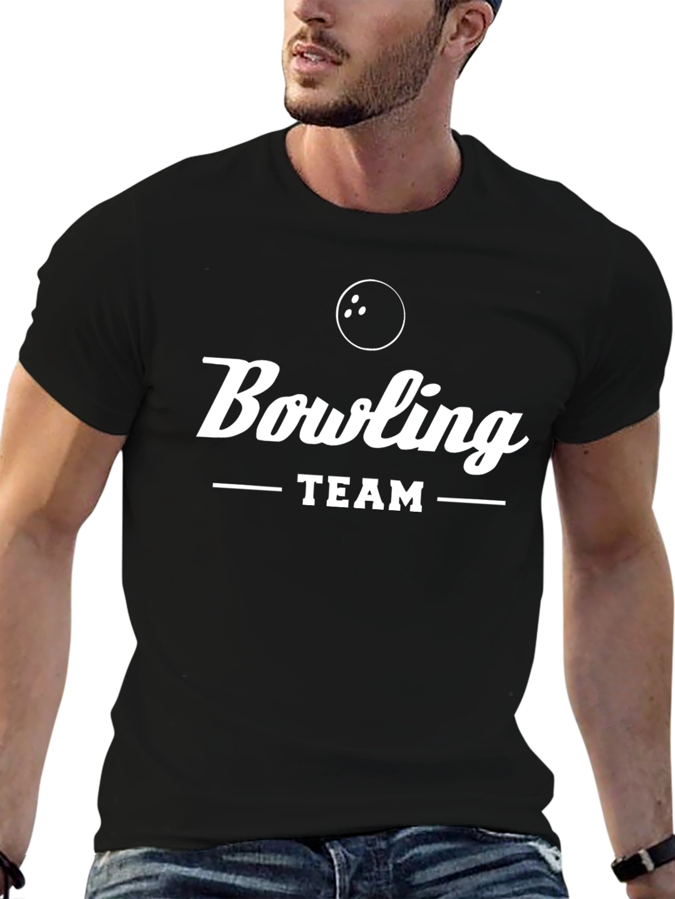 Bowling Team Graphic T-Shirt - Black Cotton Tee