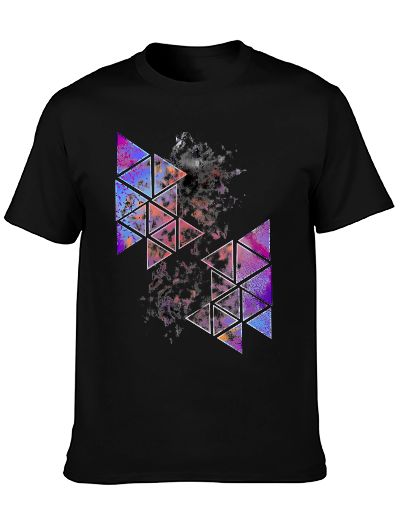 Geometric Triangle Print Mens Black T-Shirt