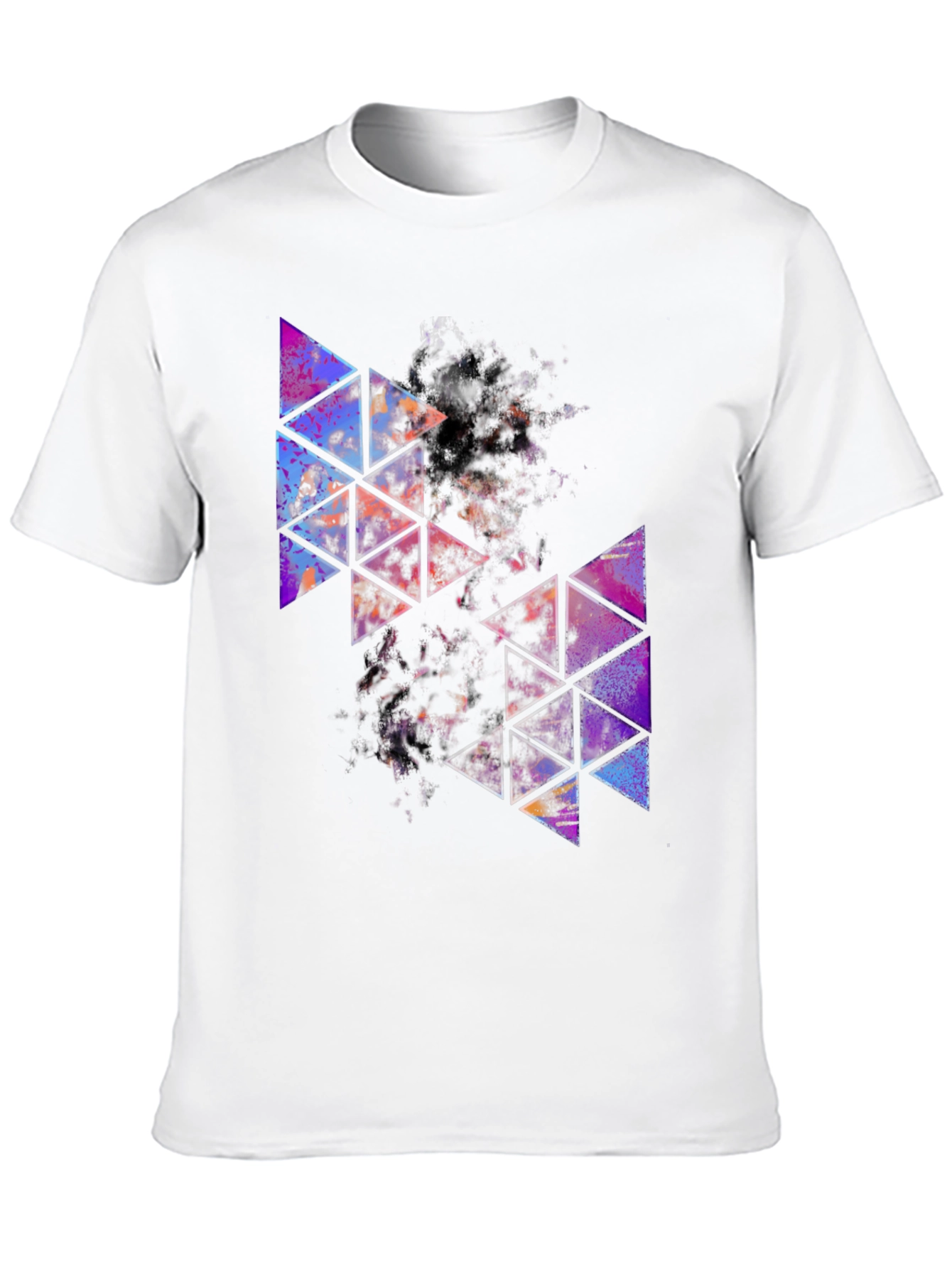 Geometric Triangle Print Mens Black T-Shirt