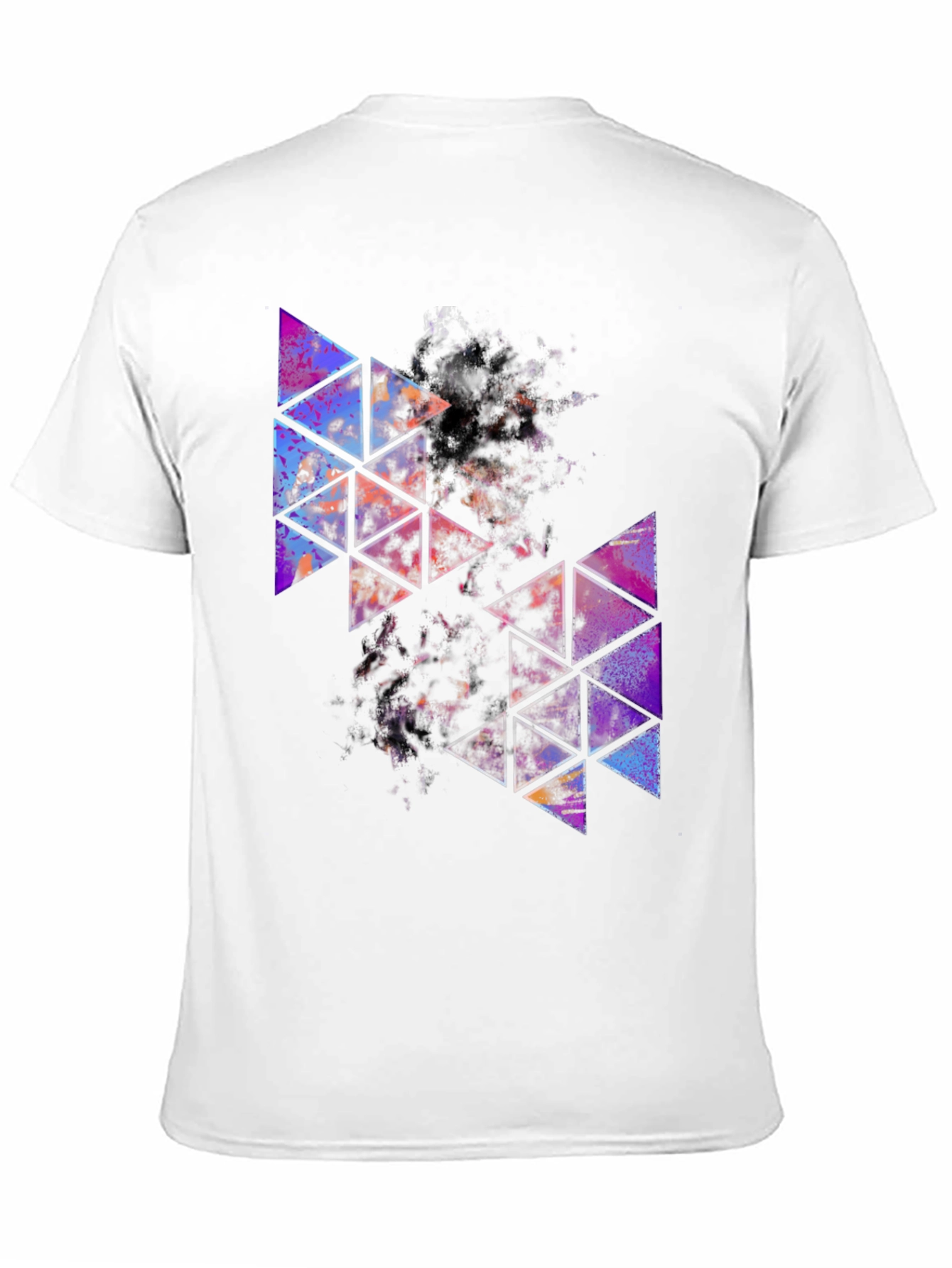 Geometric Triangle Print Mens Black T-Shirt