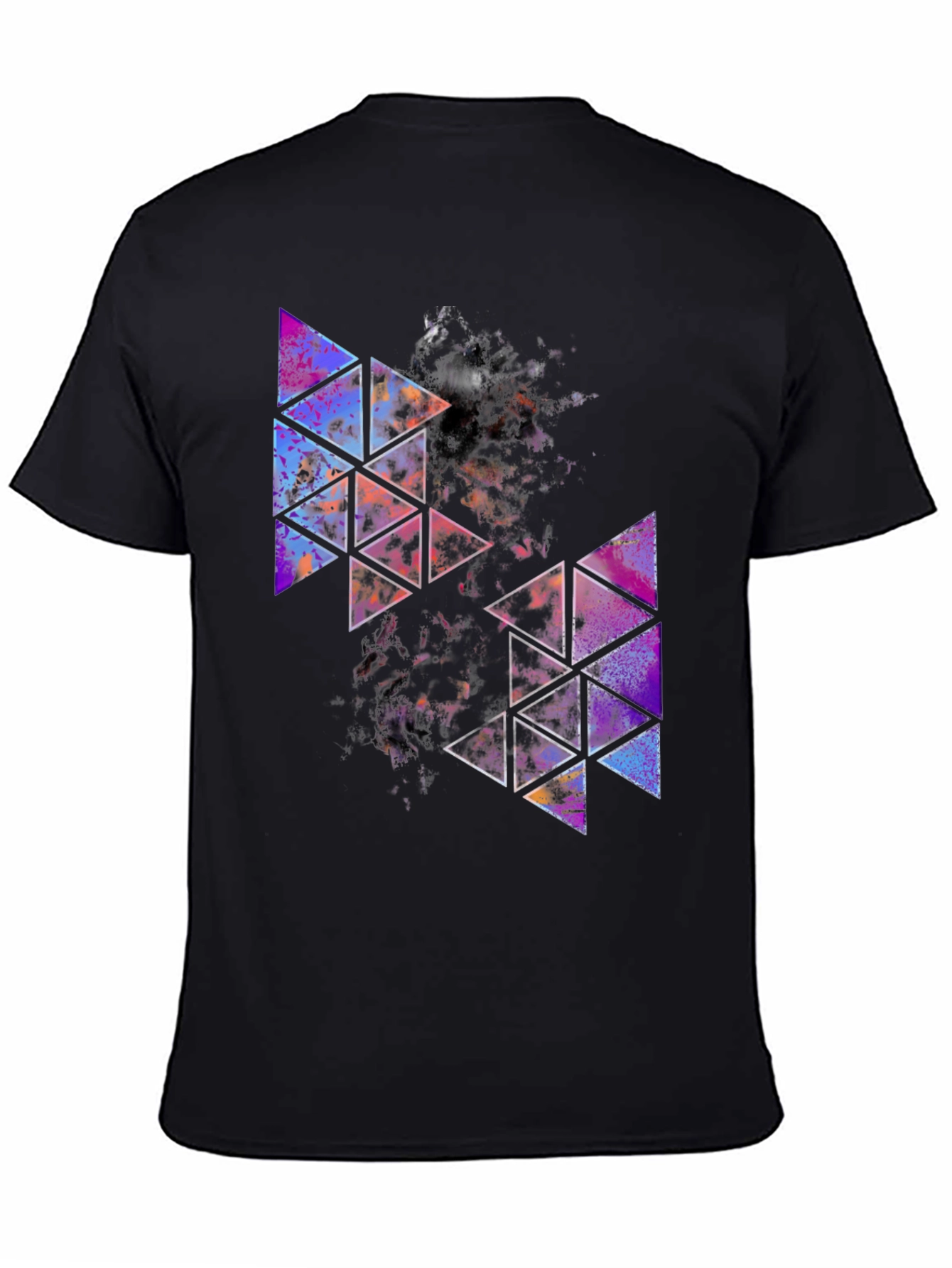 Geometric Triangle Print Mens Black T-Shirt