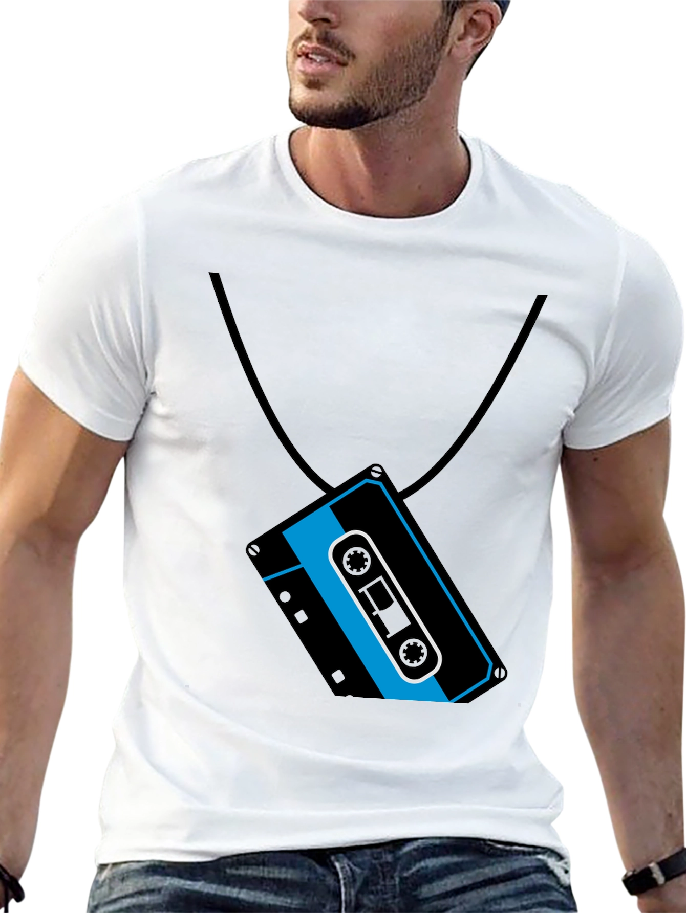 Retro Cassette Tape Necklace Graphic T-Shirt