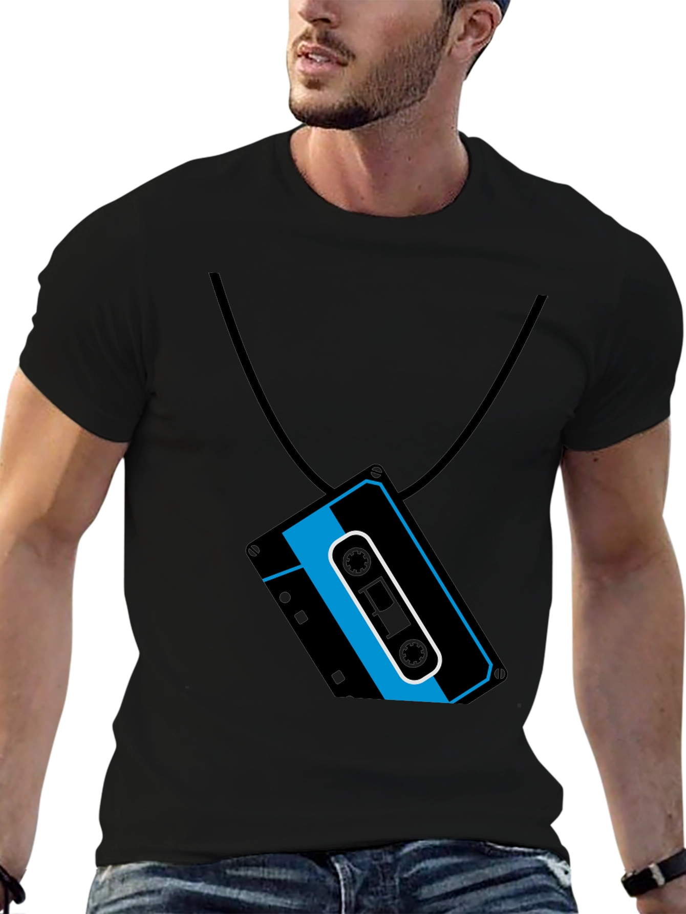 Retro Cassette Tape Necklace Graphic T-Shirt
