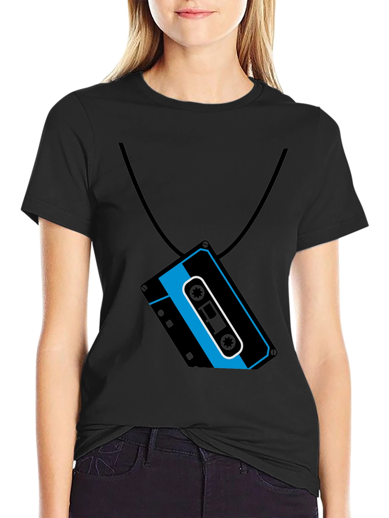 Retro Cassette Tape Necklace Graphic T-Shirt