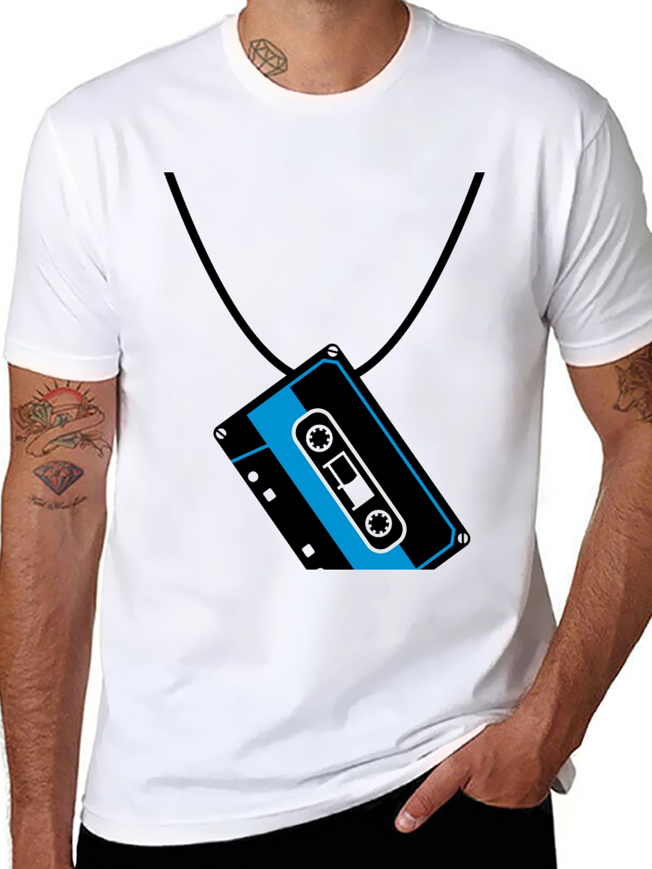 Retro Cassette Tape Necklace Graphic T-Shirt