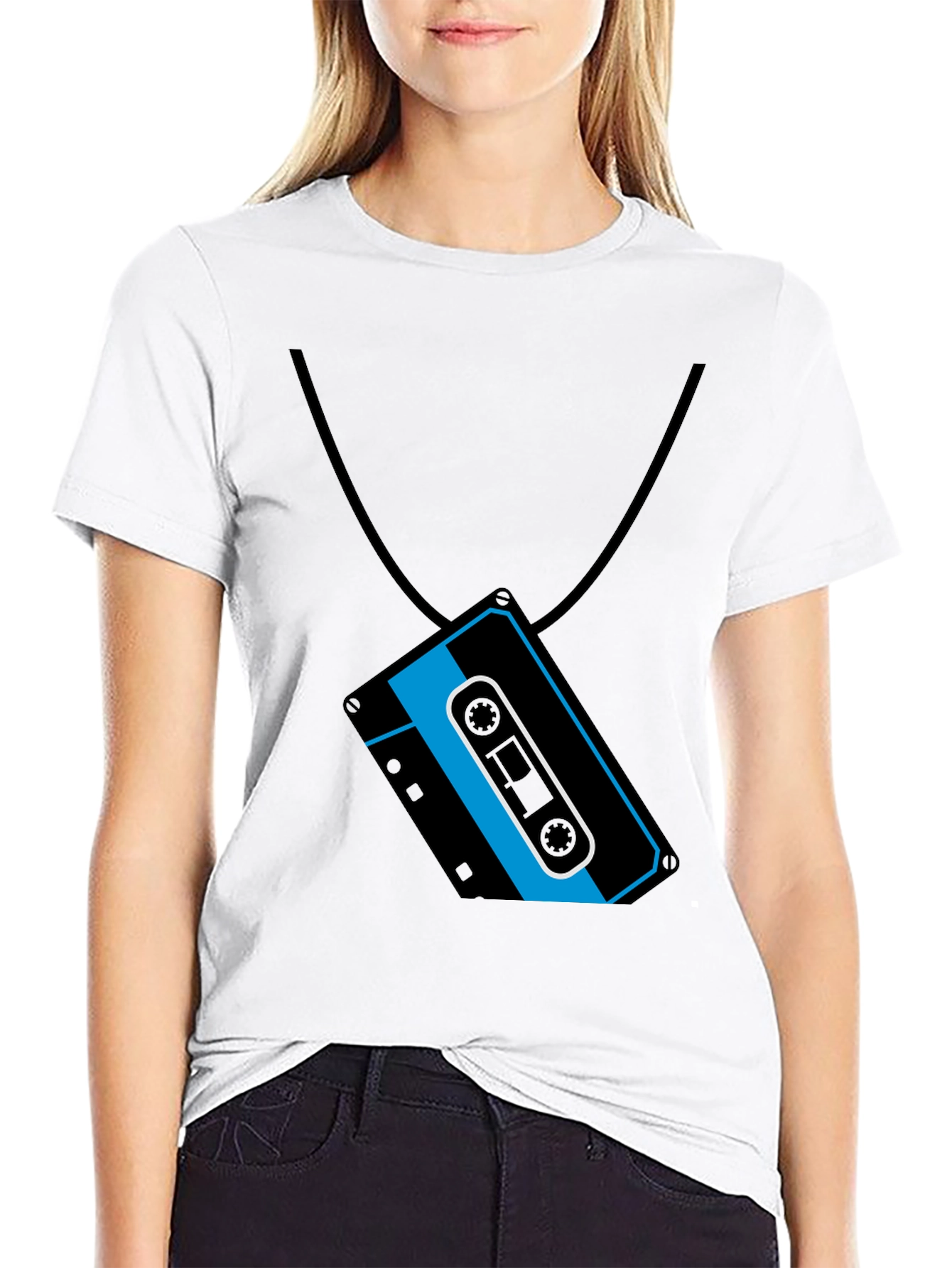Retro Cassette Tape Necklace Graphic T-Shirt