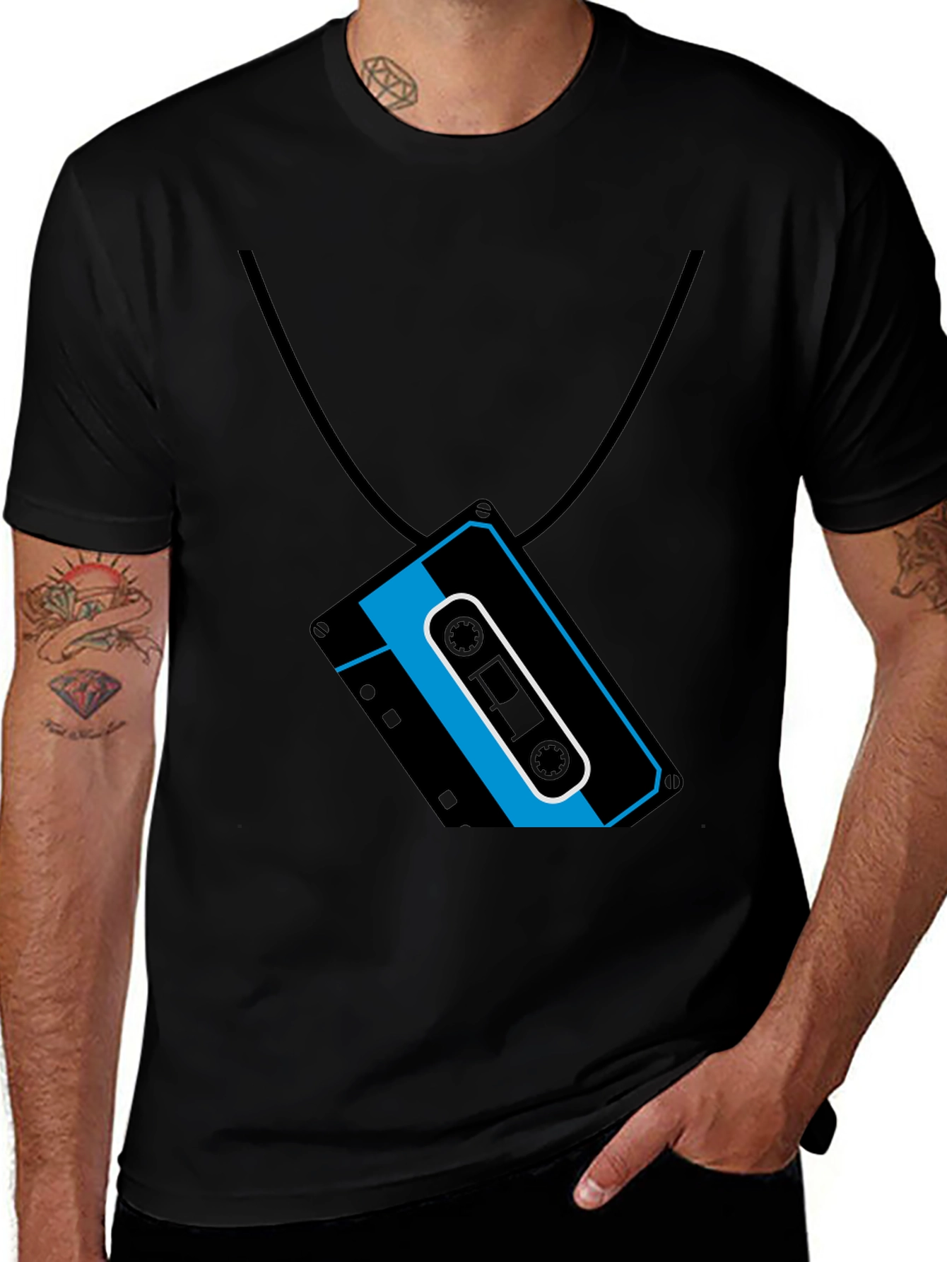 Retro Cassette Tape Necklace Graphic T-Shirt