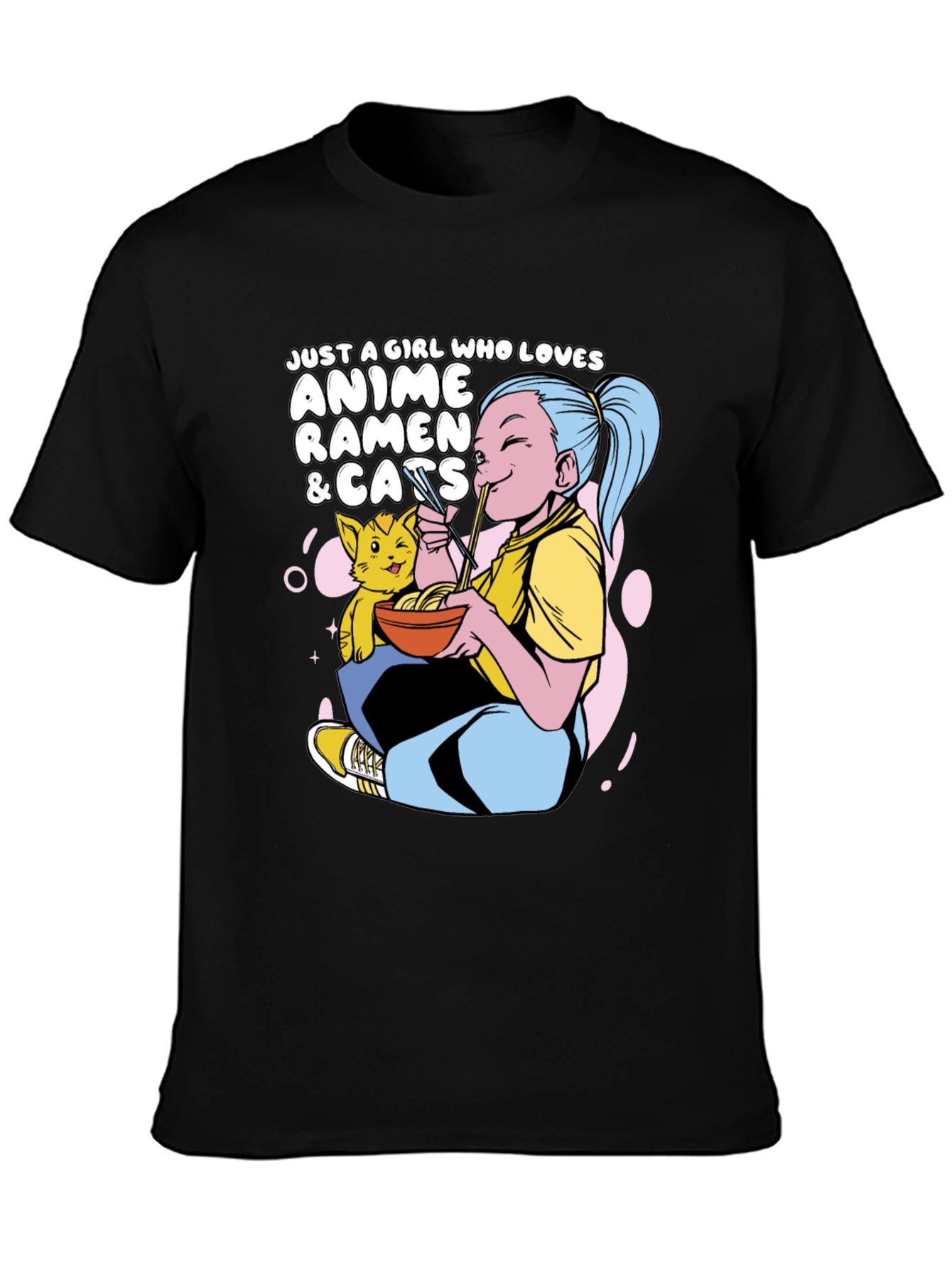 Anime Ramen Cats Graphic T-Shirt