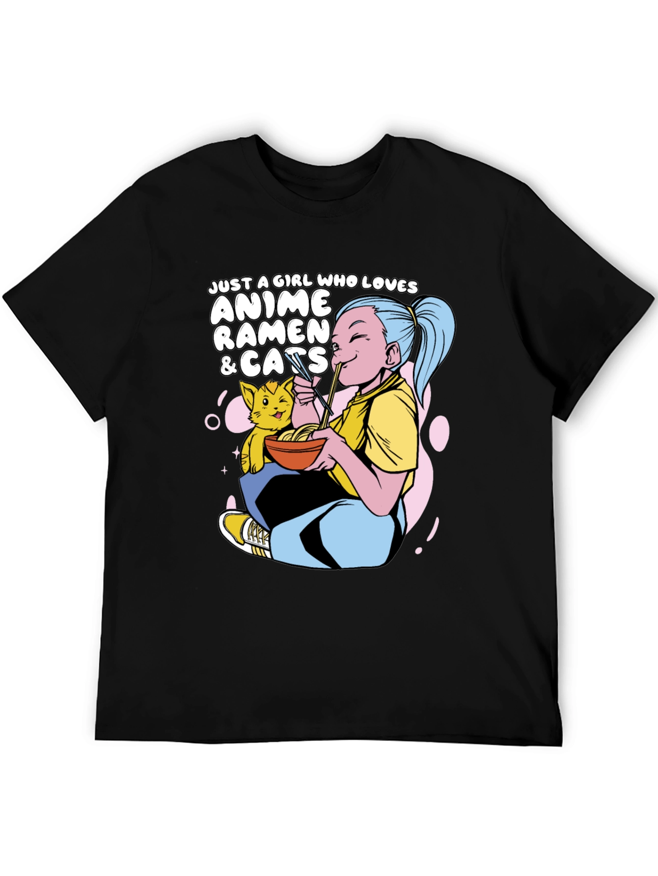Anime Ramen Cats Graphic T-Shirt