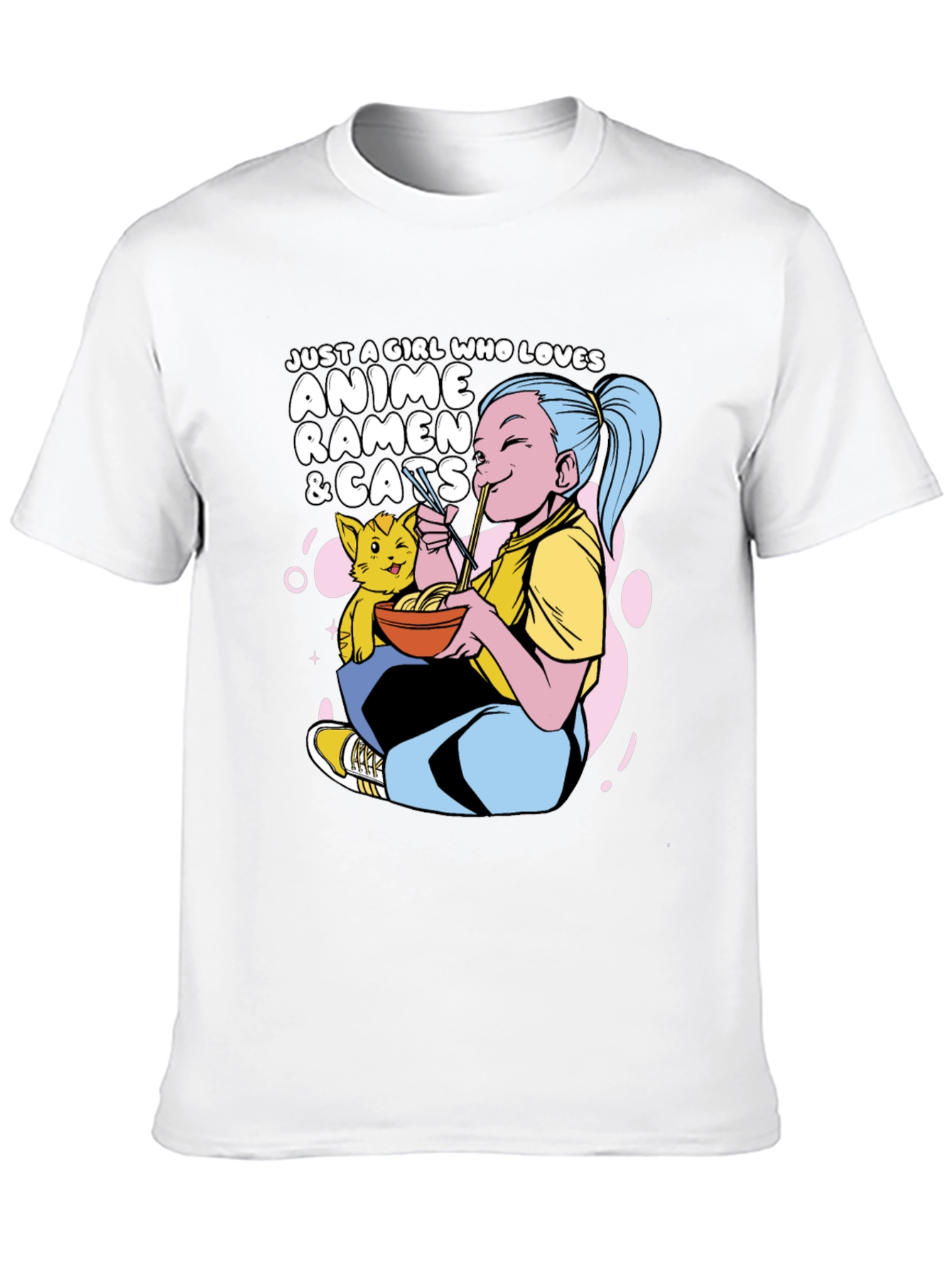Anime Ramen Cats Graphic T-Shirt