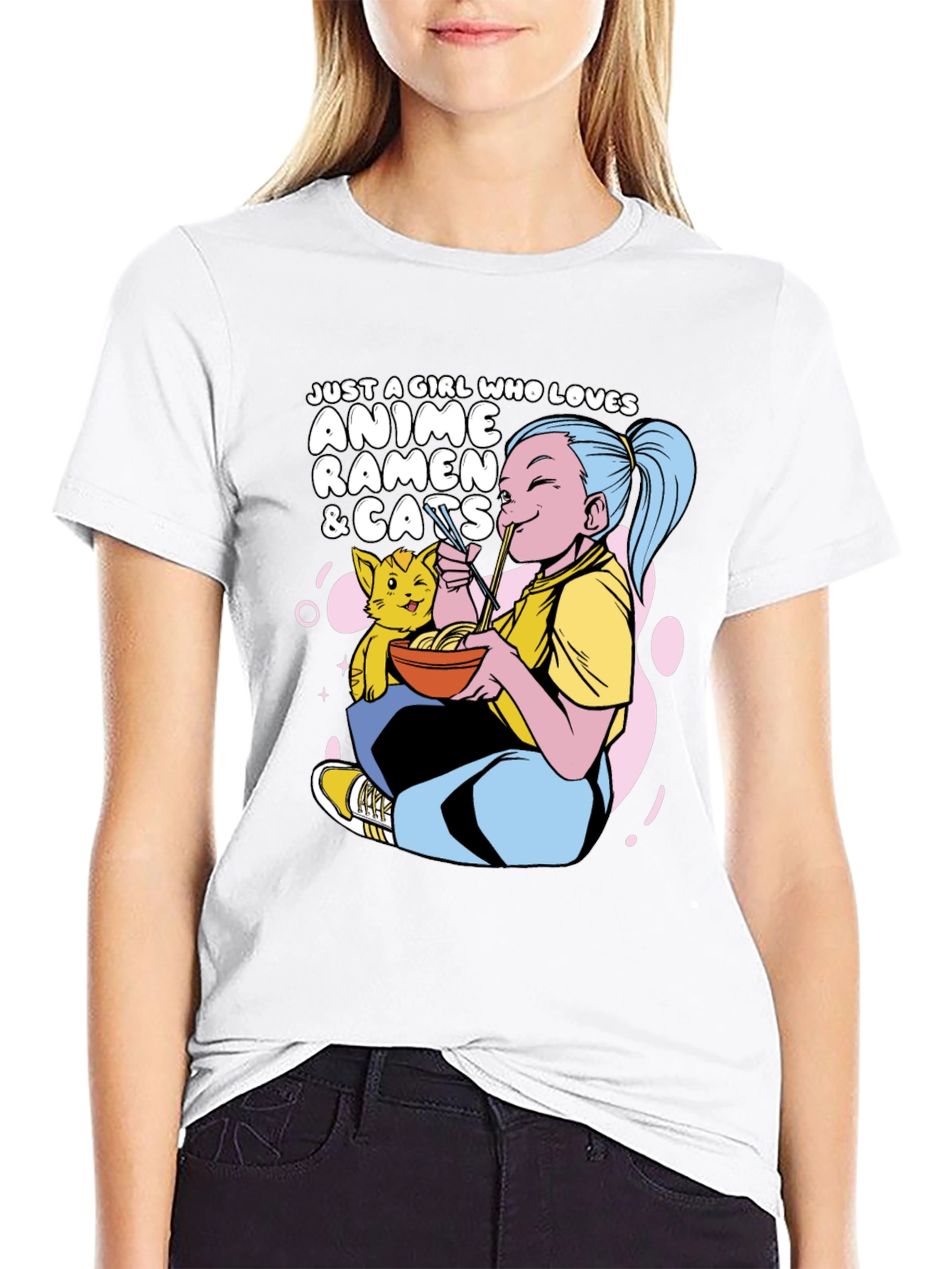 Anime Ramen Cats Graphic T-Shirt