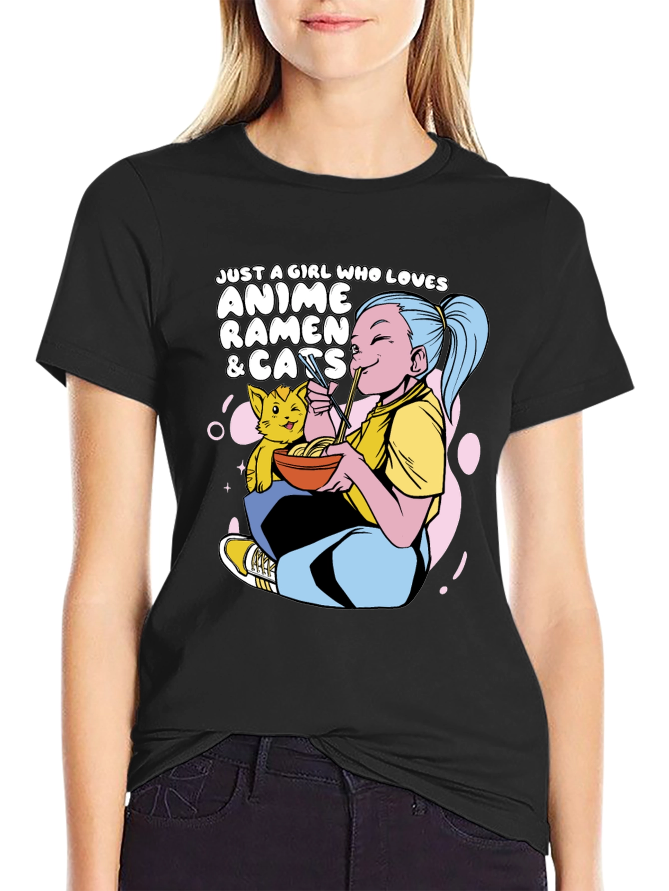 Anime Ramen Cats Graphic T-Shirt