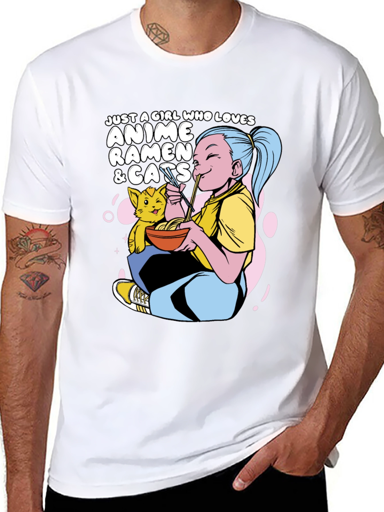 Anime Ramen Cats Graphic T-Shirt