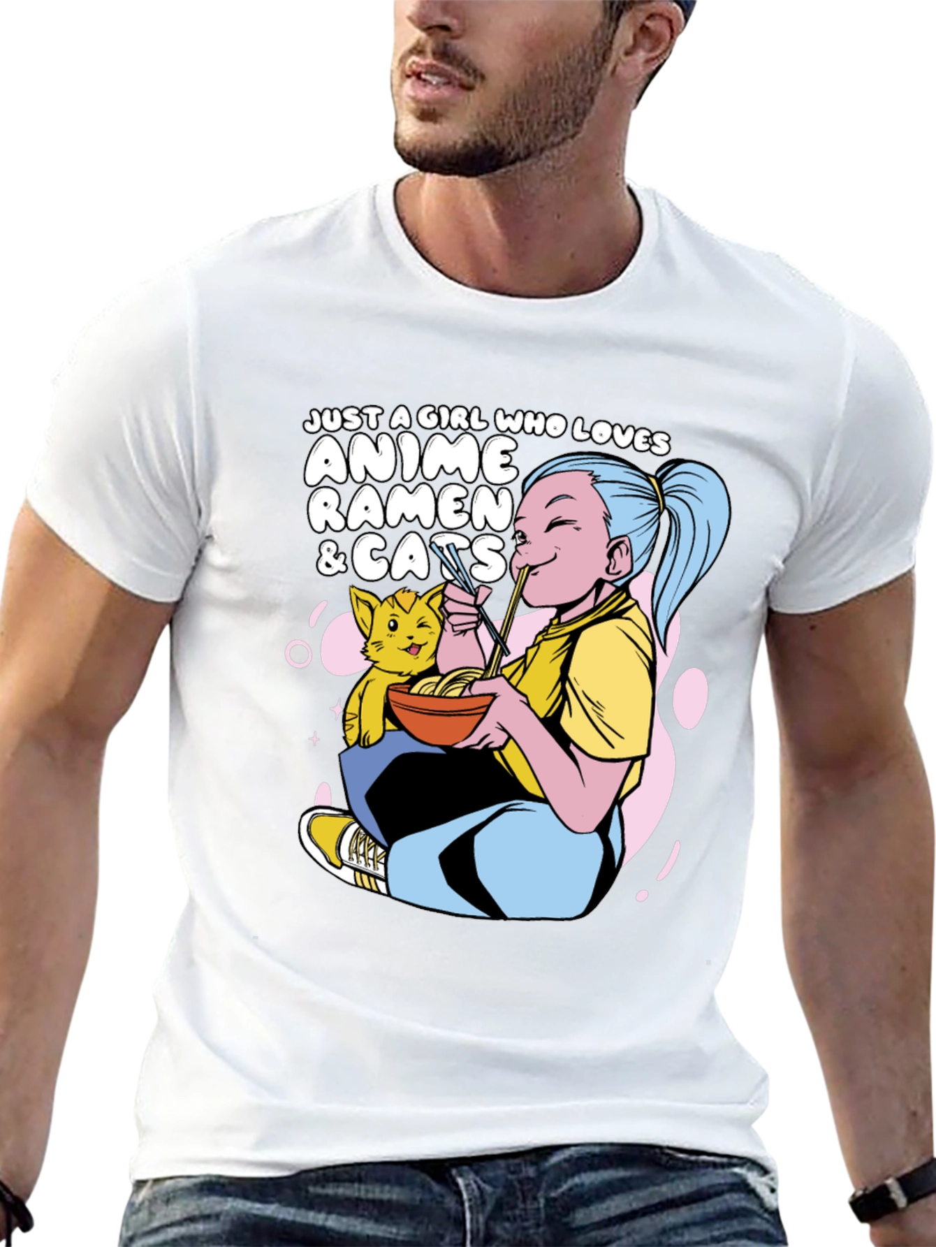 Anime Ramen Cats Graphic T-Shirt