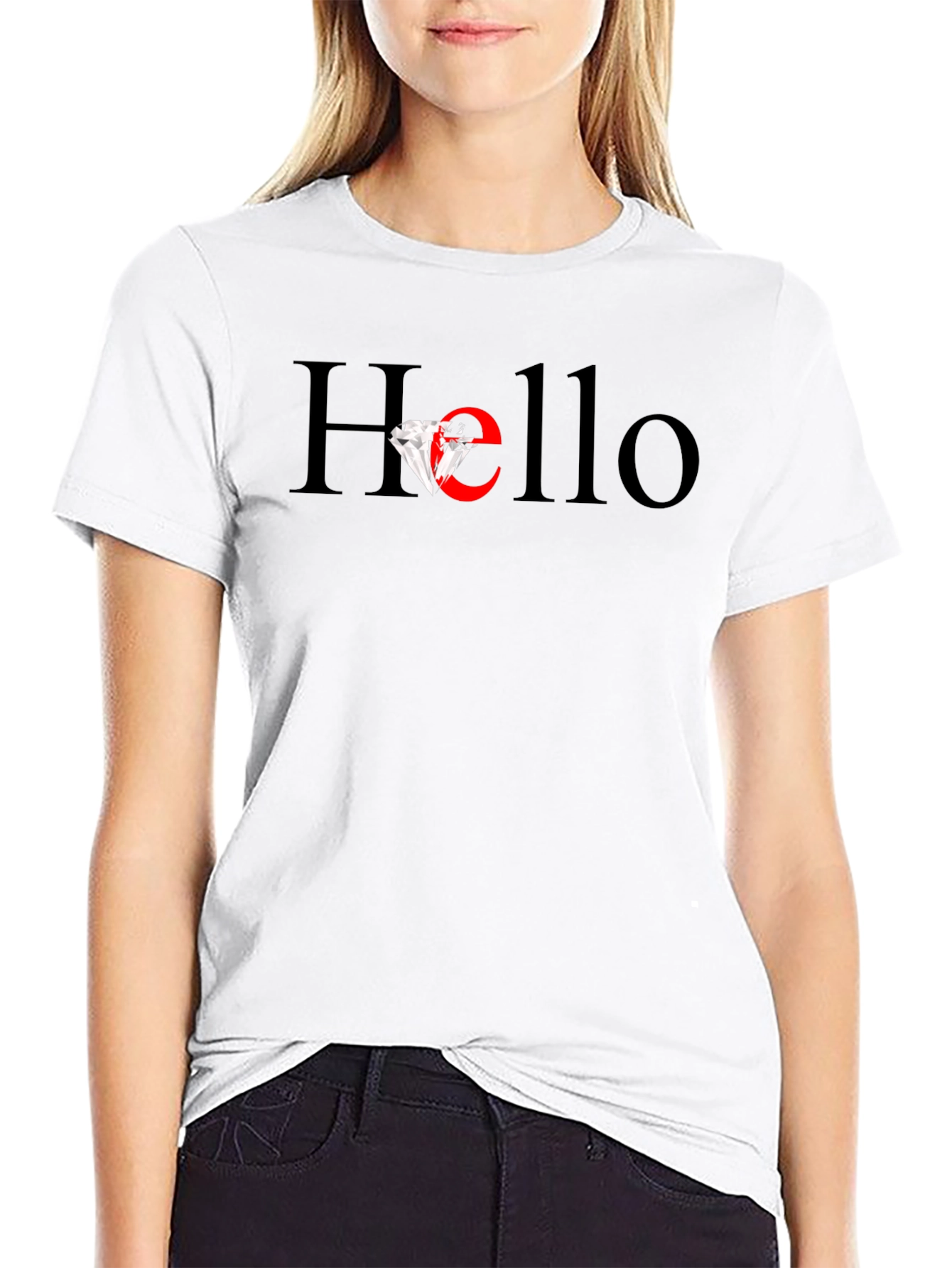 Hello Diamond Graphic Tee - Mens Black T-Shirt