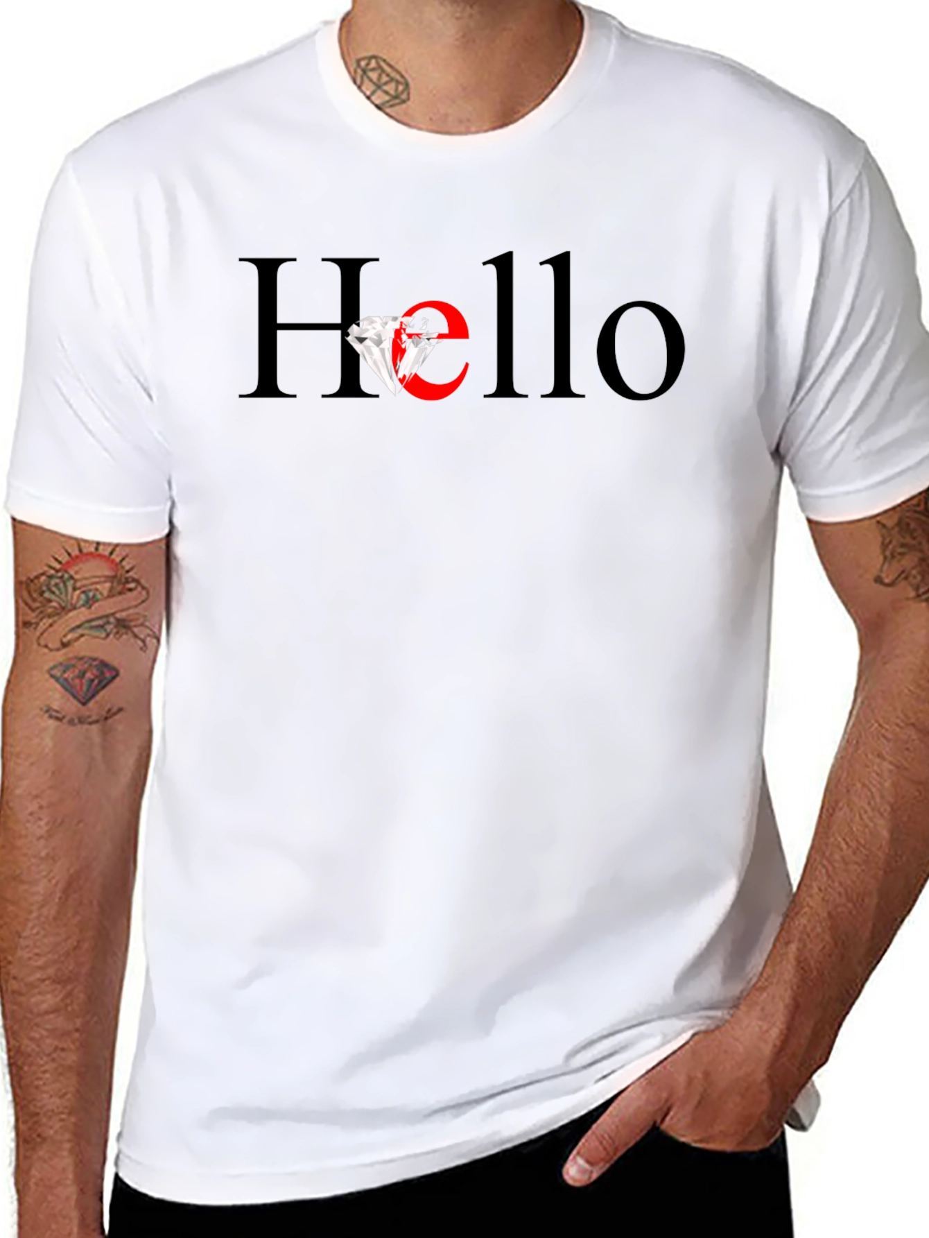Hello Diamond Graphic Tee - Mens Black T-Shirt