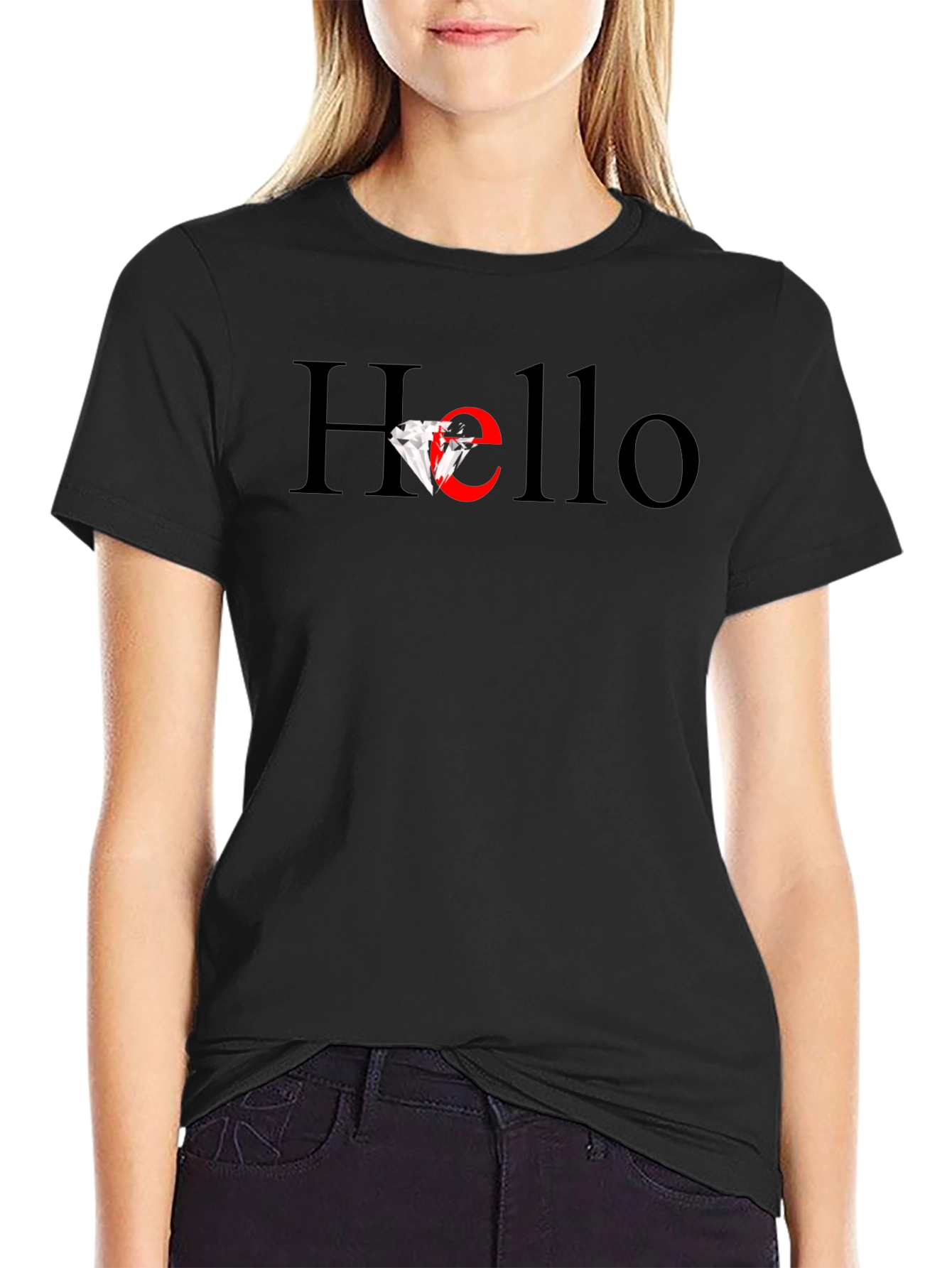 Hello Diamond Graphic Tee - Mens Black T-Shirt