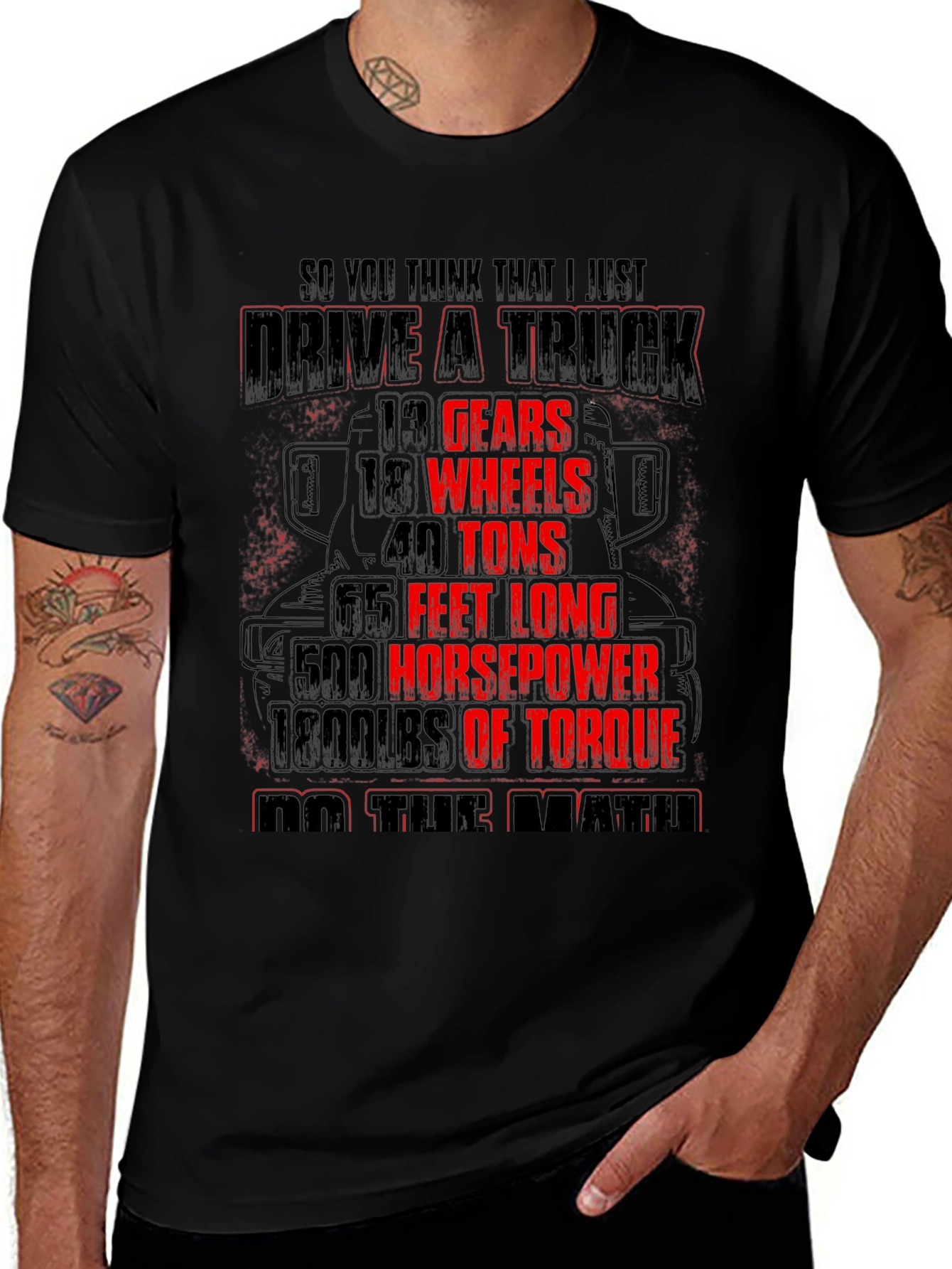 Drive a Truck Black T-Shirt for Men