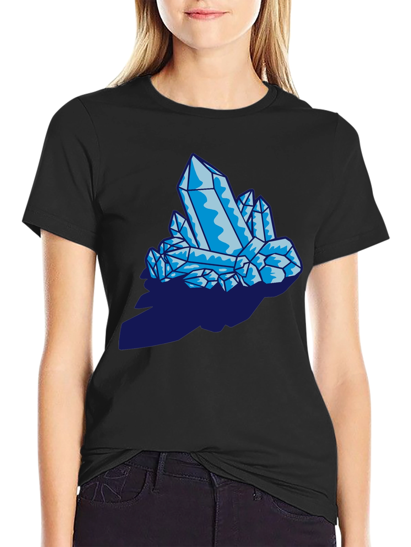Crystal Graphic Print Black T-Shirt