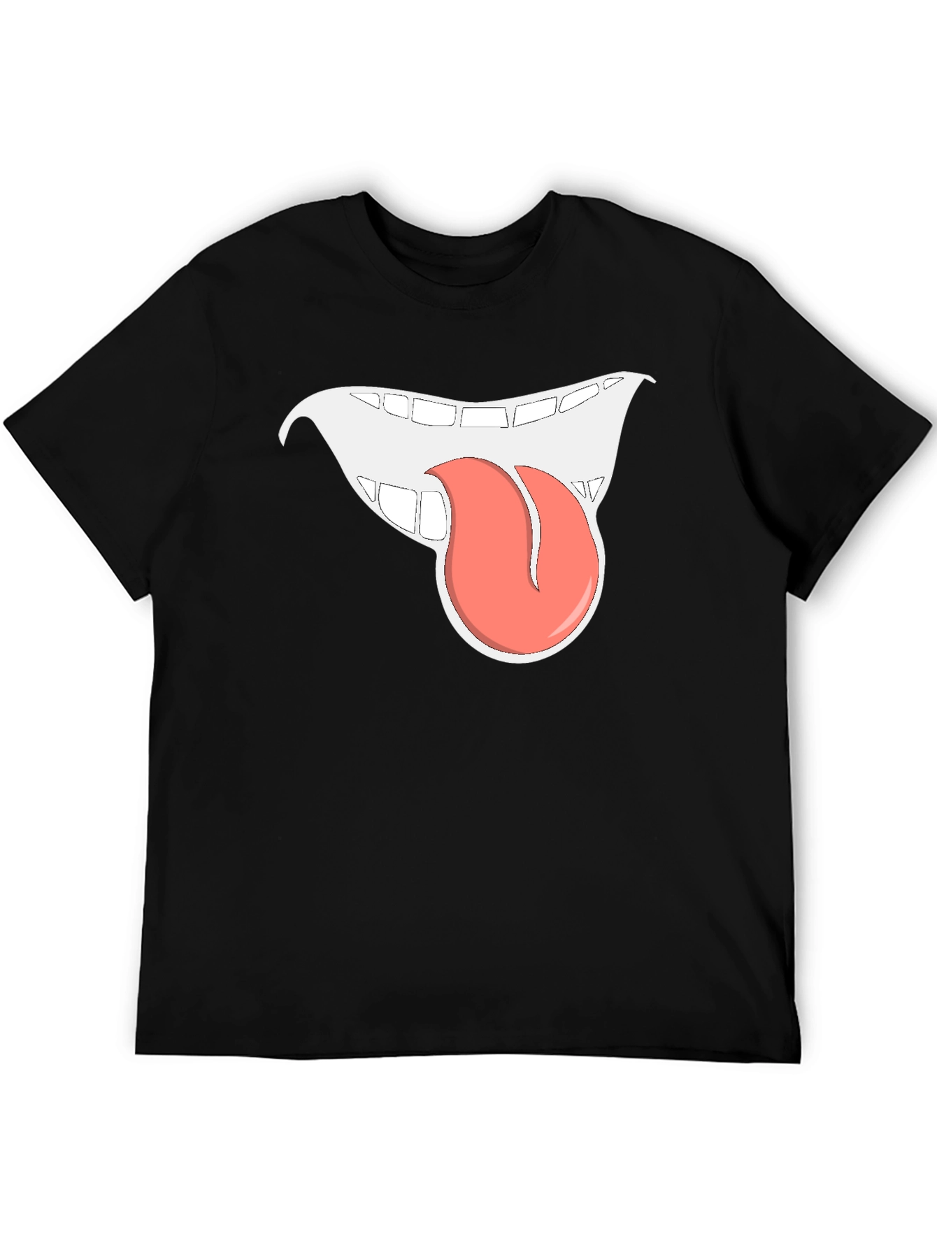 Funny Tongue Out Graphic Black T-Shirt