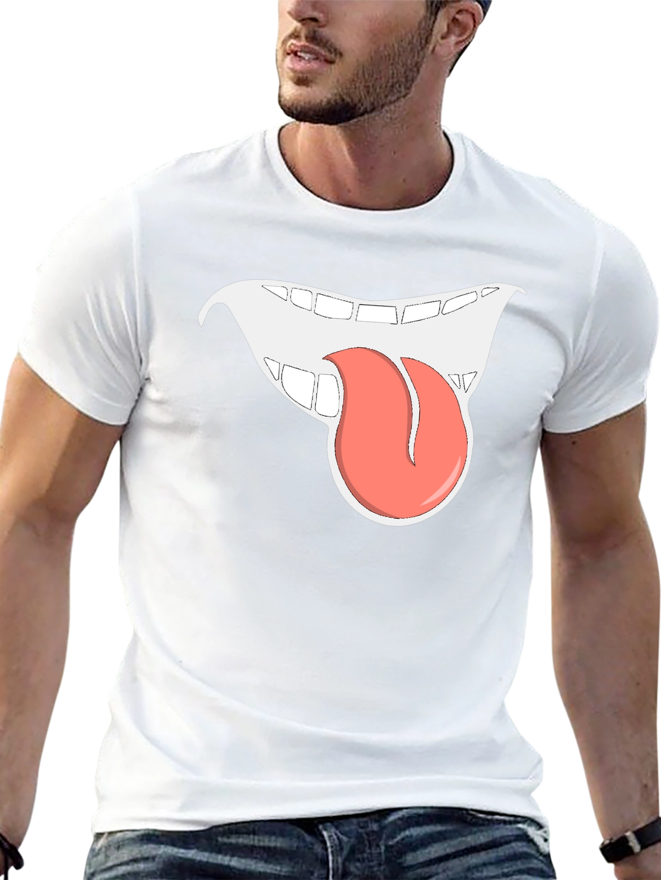 Funny Tongue Out Graphic Black T-Shirt