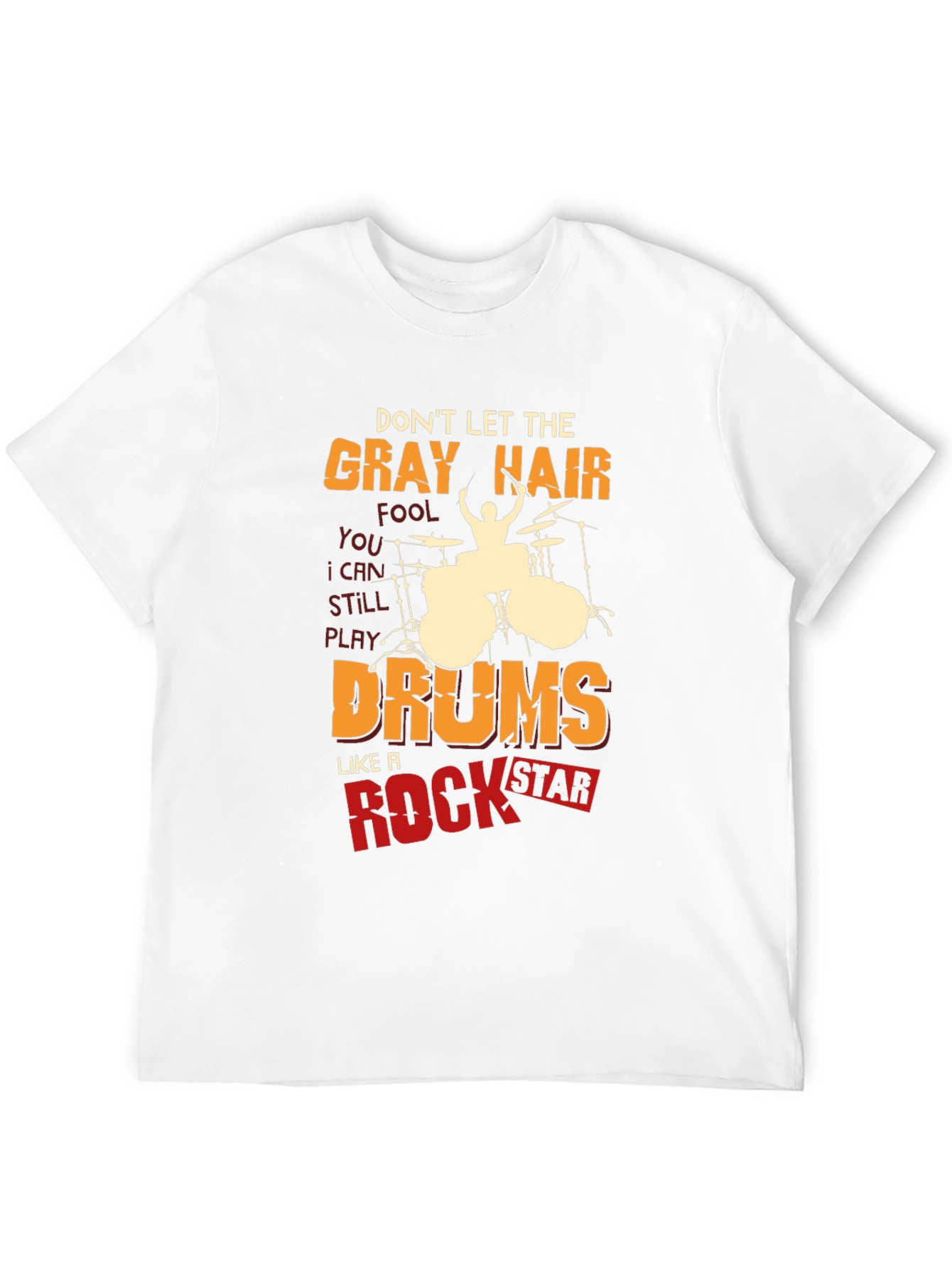 Gray Hair Drums Rock Star T-Shirt