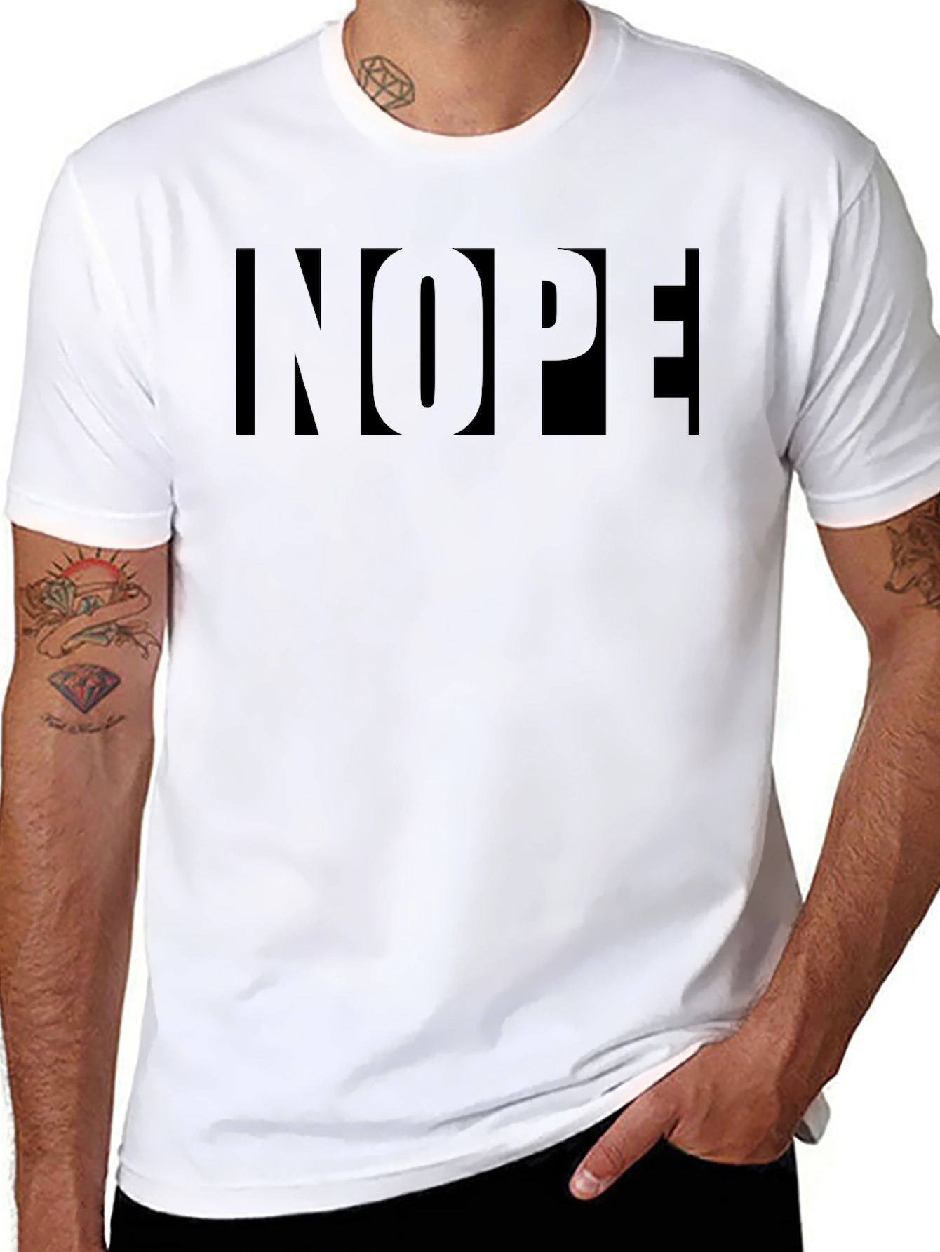 Nope Graphic Tee - Mens Black Cotton T-Shirt