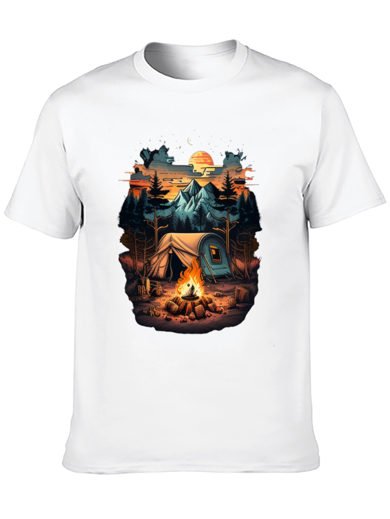 Camping Scene Black Graphic Tee