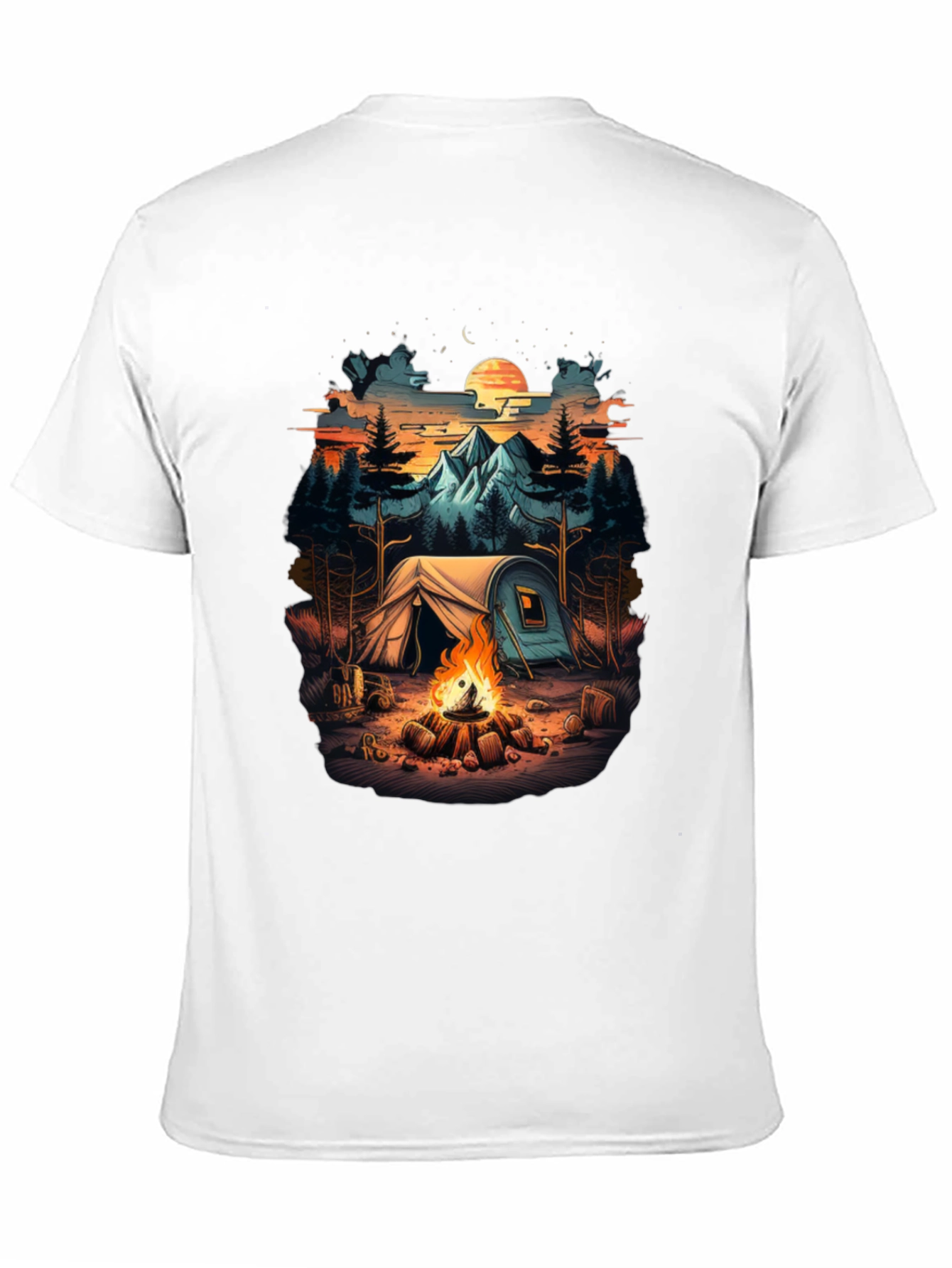 Camping Scene Black Graphic Tee