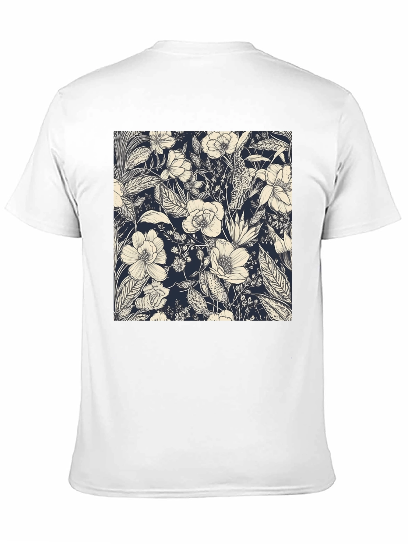 Floral Print Black Tee - Stylish Botanical Design