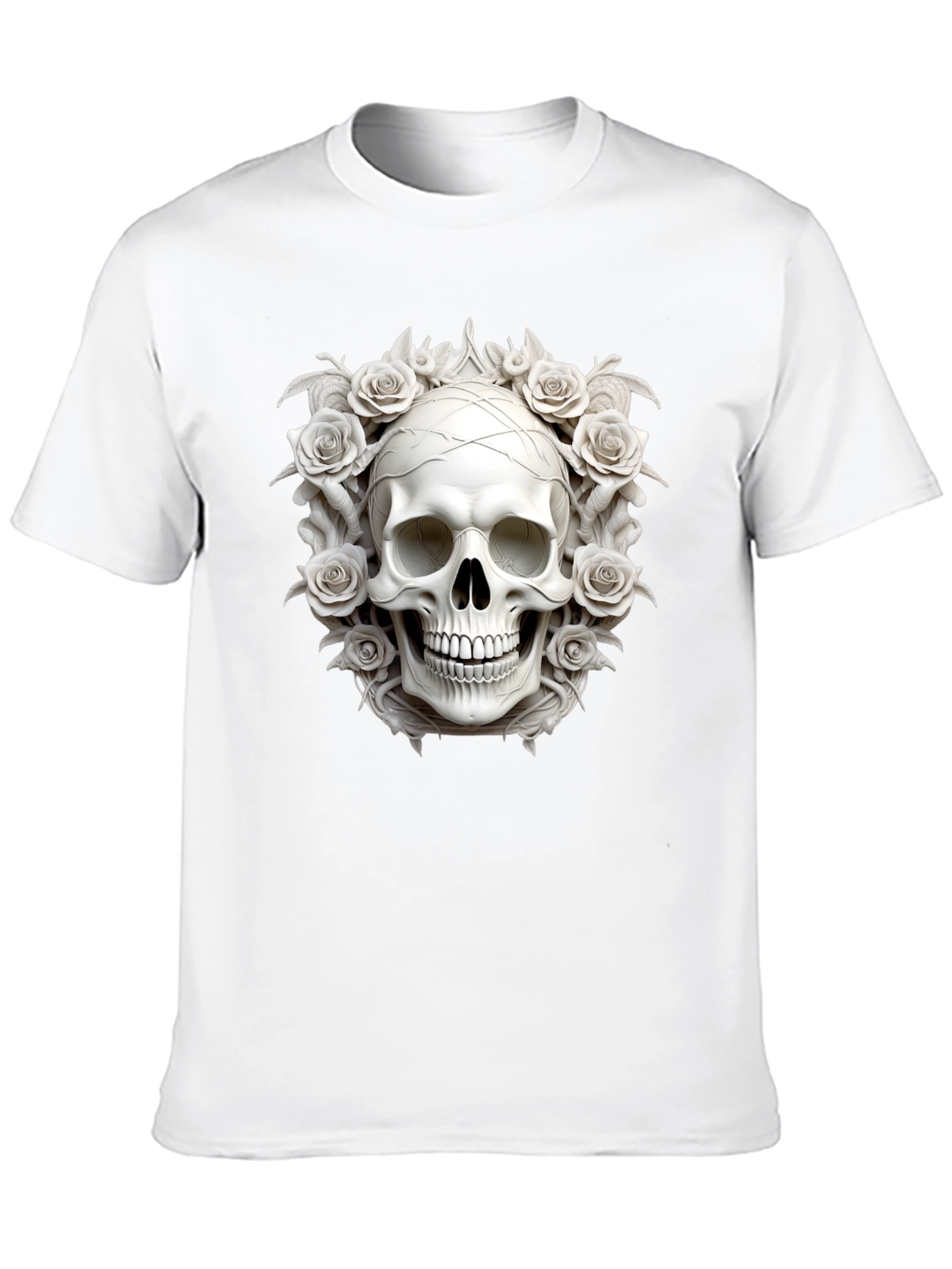 Skull & Roses Graphic Tee - Stylish Dark Fashion