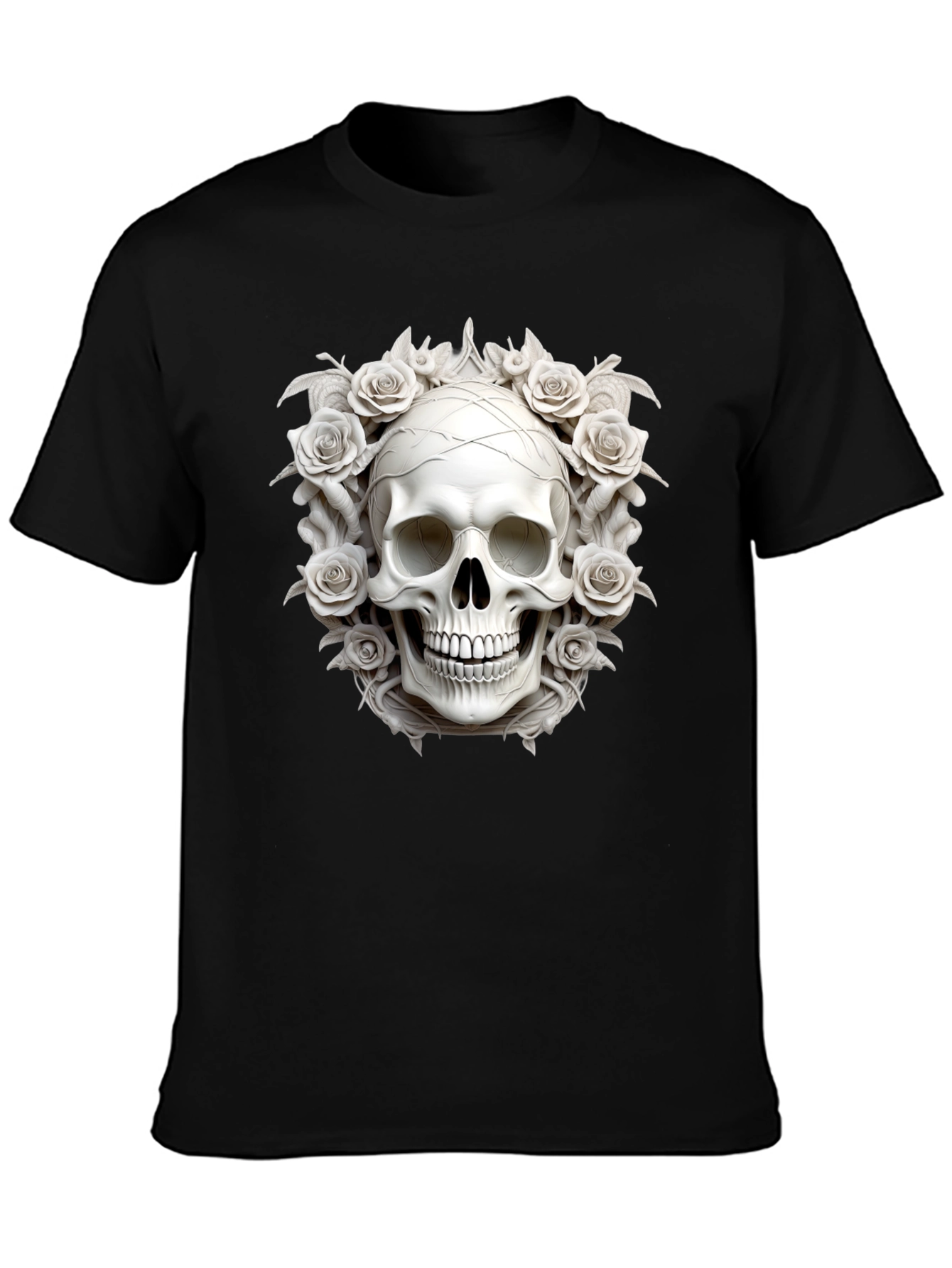 Skull & Roses Graphic Tee - Stylish Dark Fashion