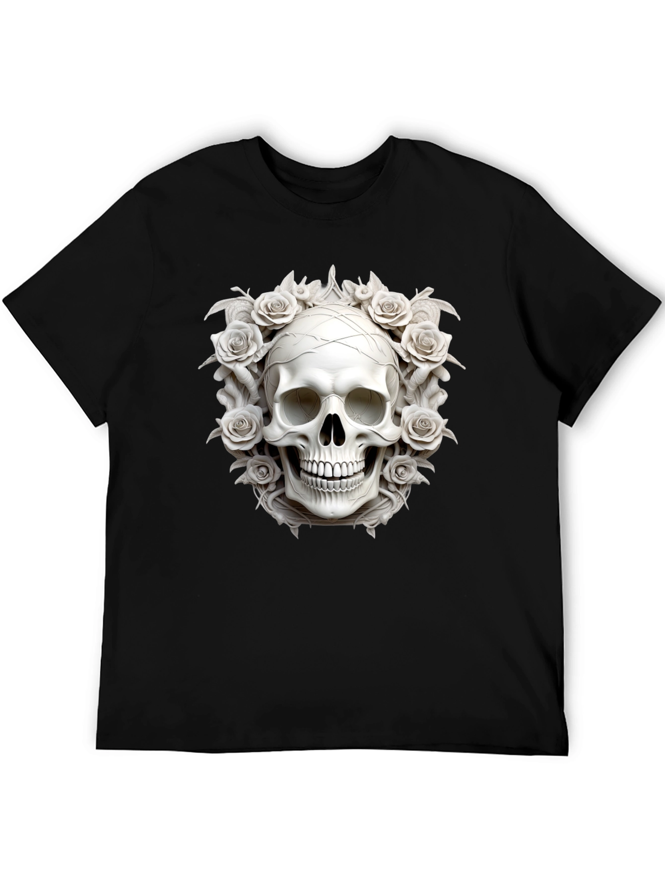 Skull & Roses Graphic Tee - Stylish Dark Fashion