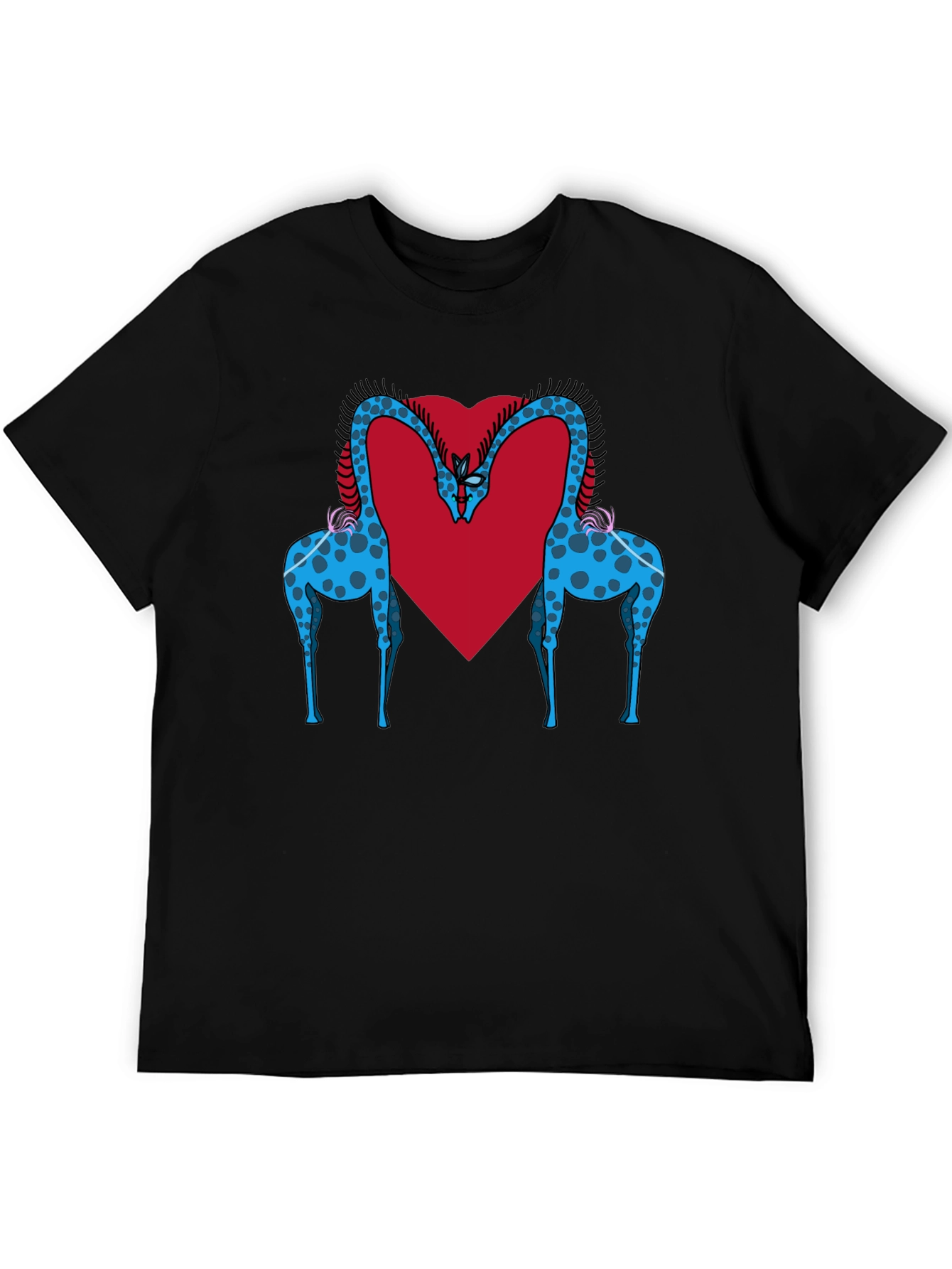 Giraffe Love Tee - Black Giraffe Heart T-Shirt