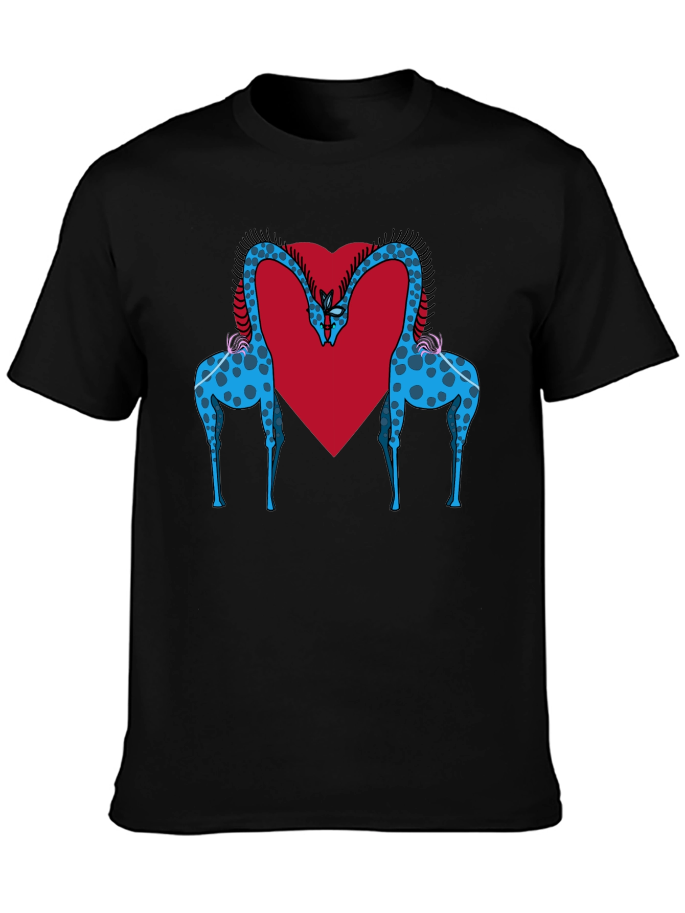 Giraffe Love Tee - Black Giraffe Heart T-Shirt