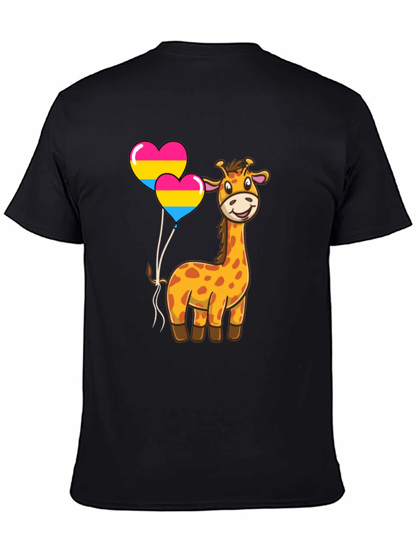 Giraffe with Pan Pride Balloons T-Shirt