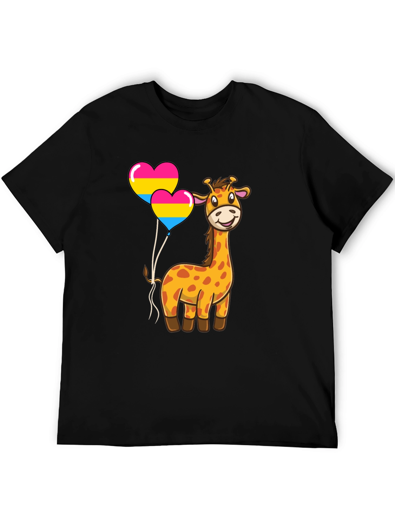 Giraffe with Pan Pride Balloons T-Shirt