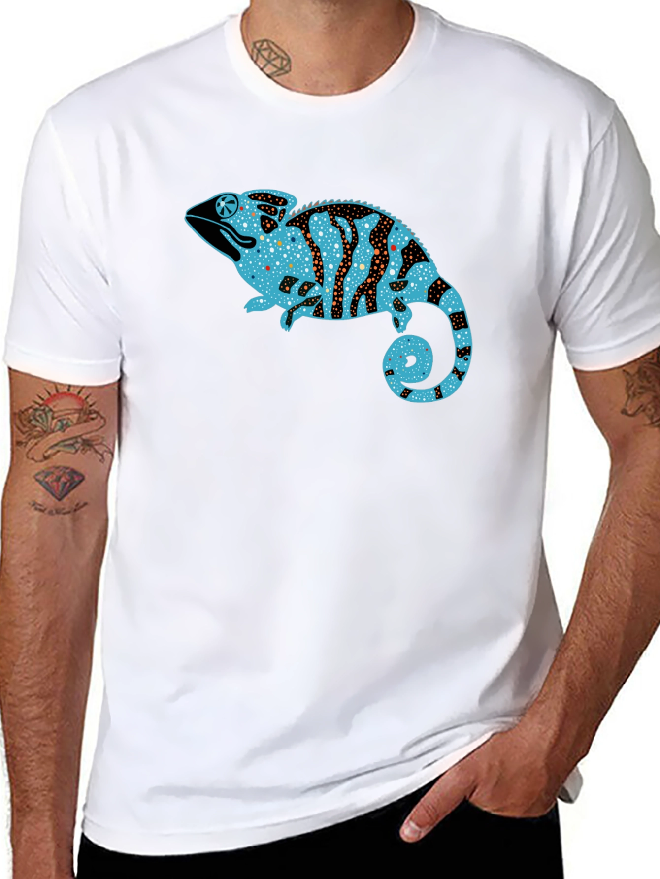 Chameleon Graphic Print Black T-Shirt