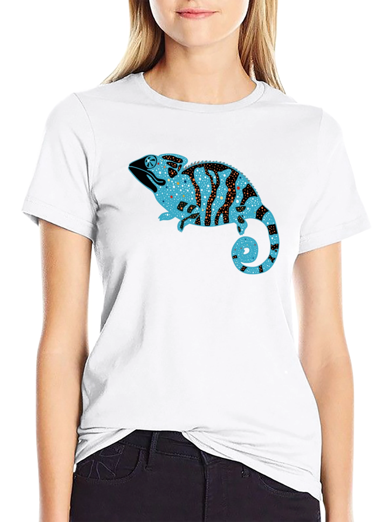 Chameleon Graphic Print Black T-Shirt