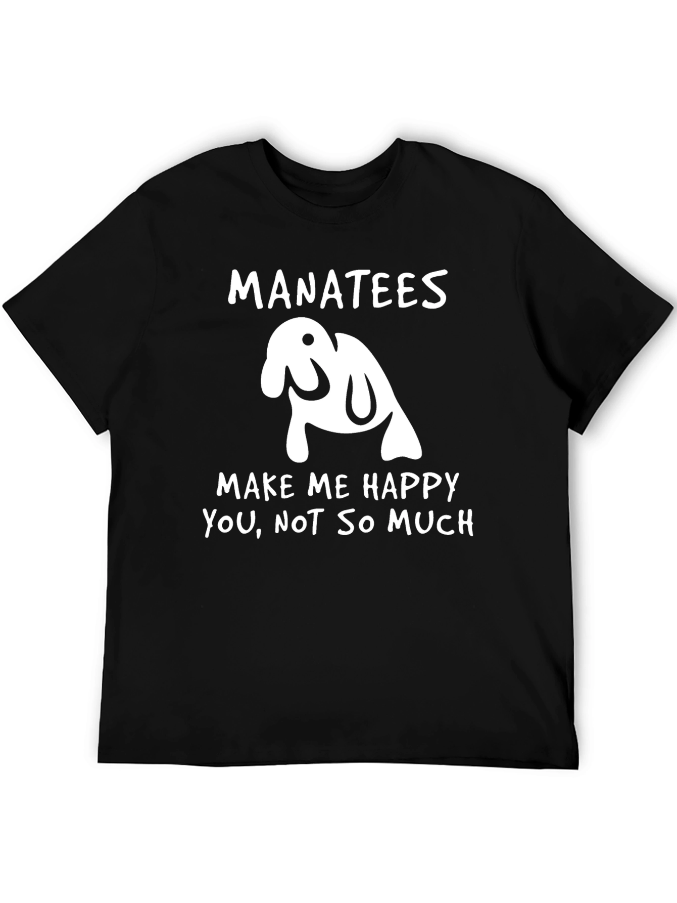 Manatees Make Me Happy Black Graphic T-Shirt