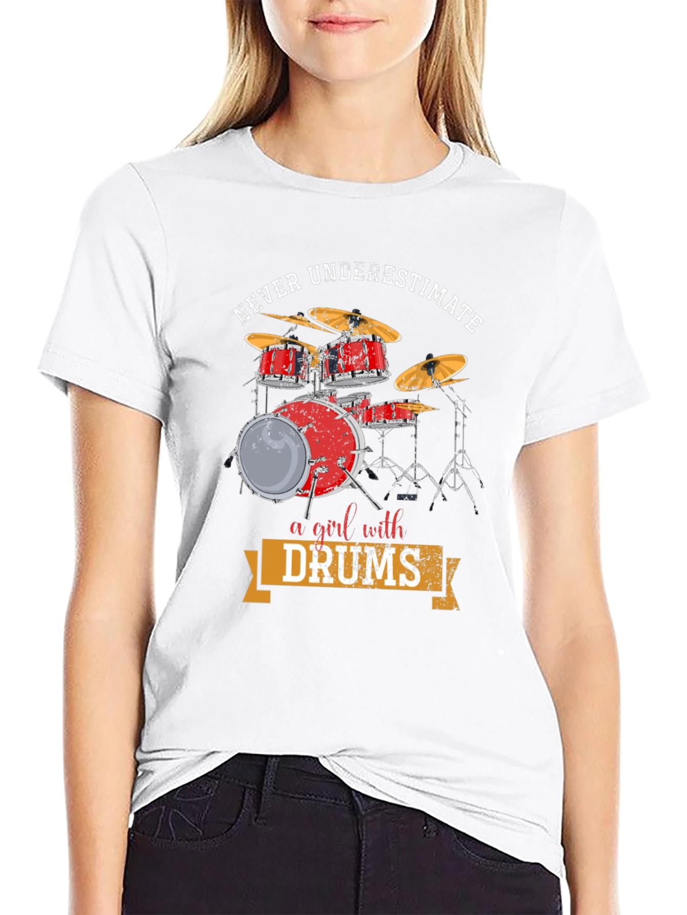 Never Underestimate a Girl with Drums T-Shirt