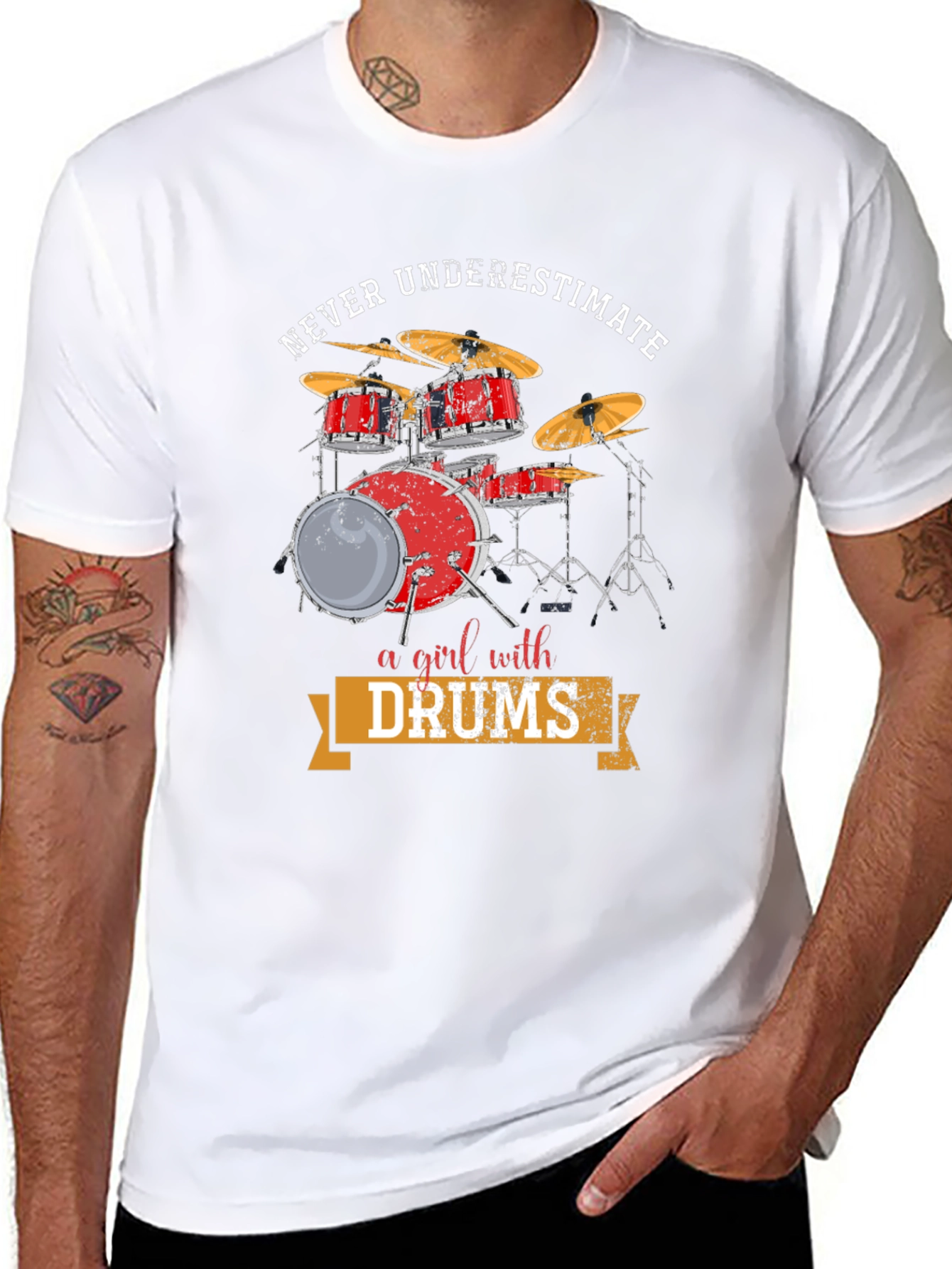Never Underestimate a Girl with Drums T-Shirt