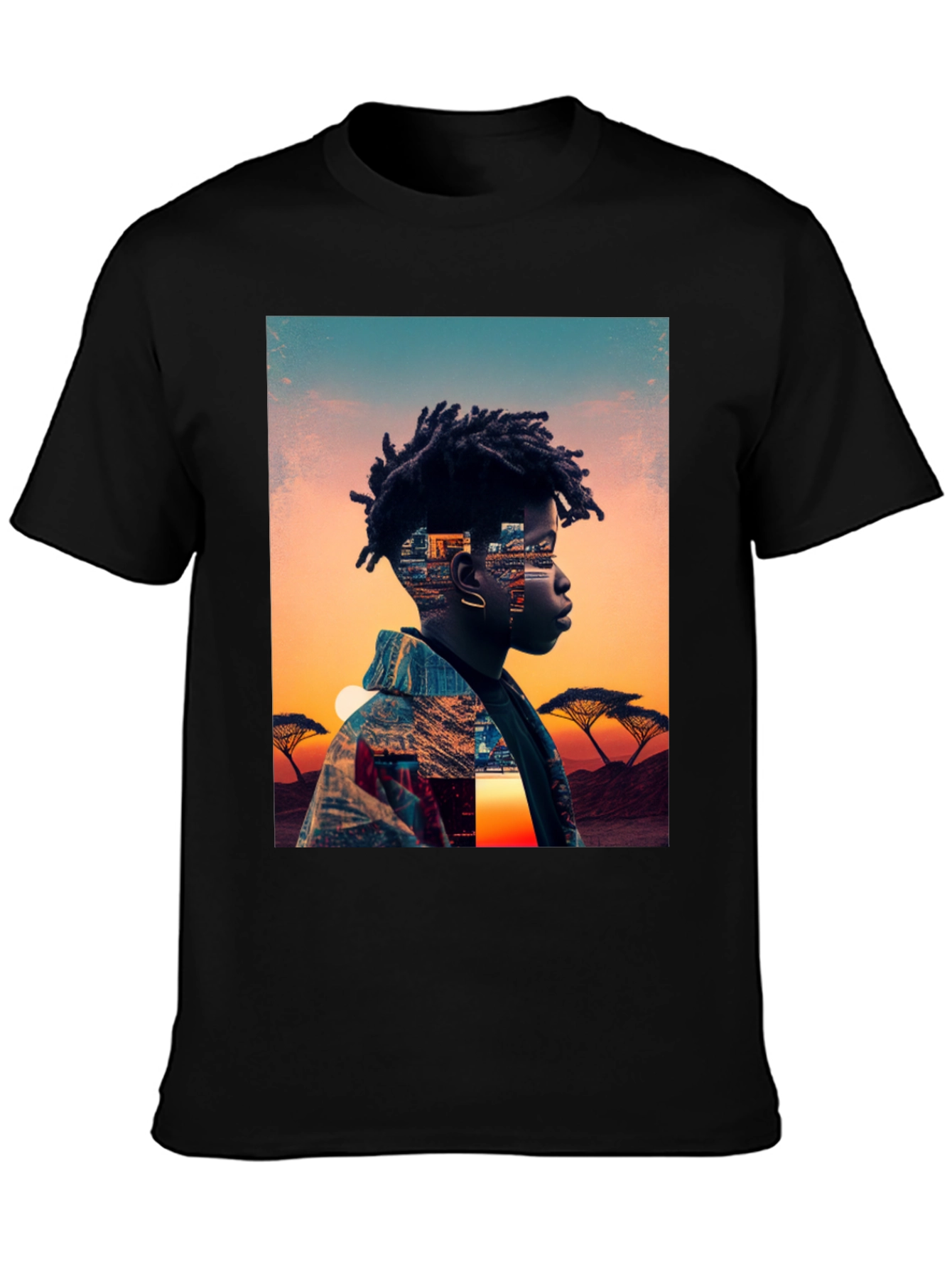 Sunset Portrait Graphic Tee - Black